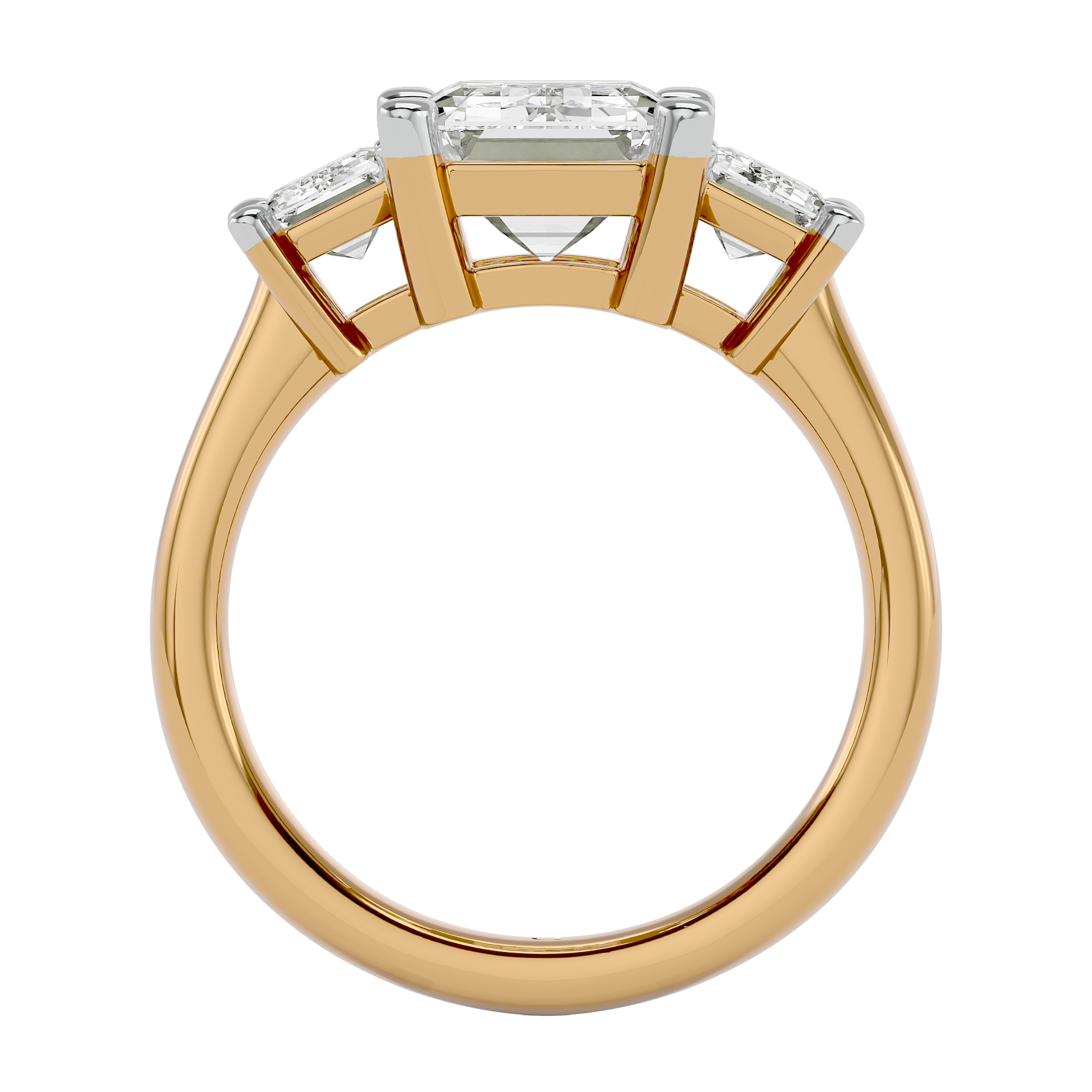 14KT Gold 4.00 Carat Emerald Diamond Trilogy Ring
