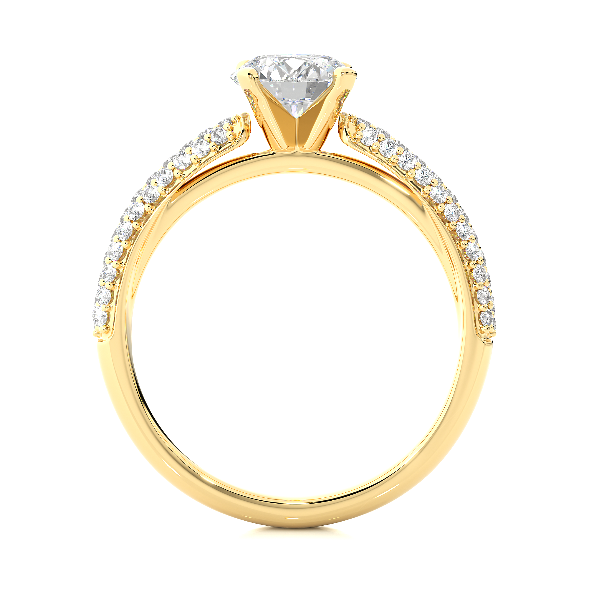 14K White Yellow Rose Gold 1.44 Carat Round Cut Micro Pave Diamond Ring