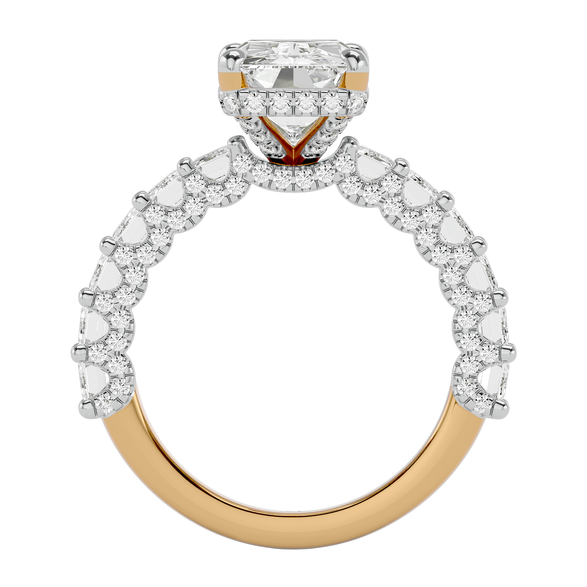 Majestic Radiant and Emerald Diamond Engagement Ring