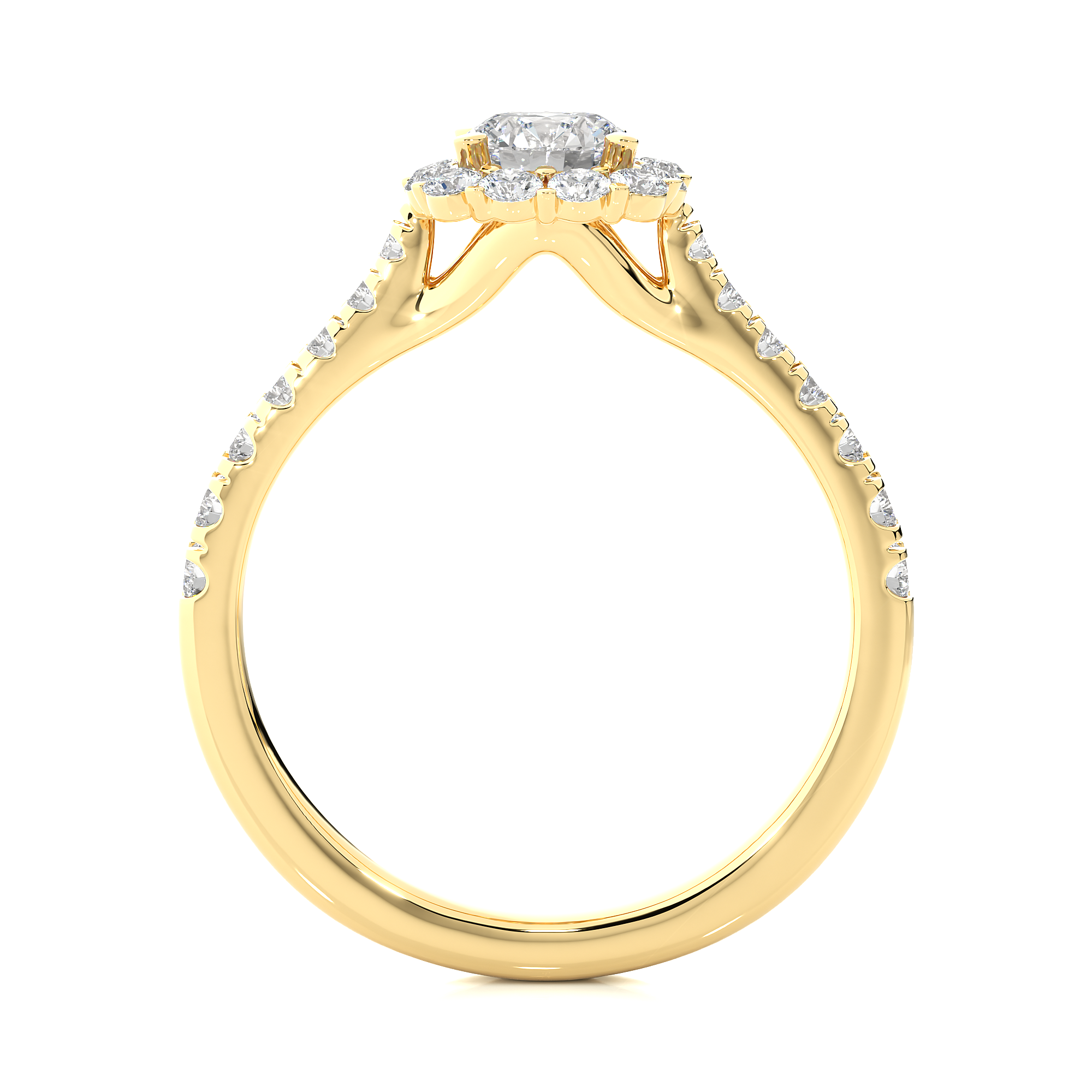 14K White Yellow Rose Gold 1.10 Carat Round Halo Diamond Ring