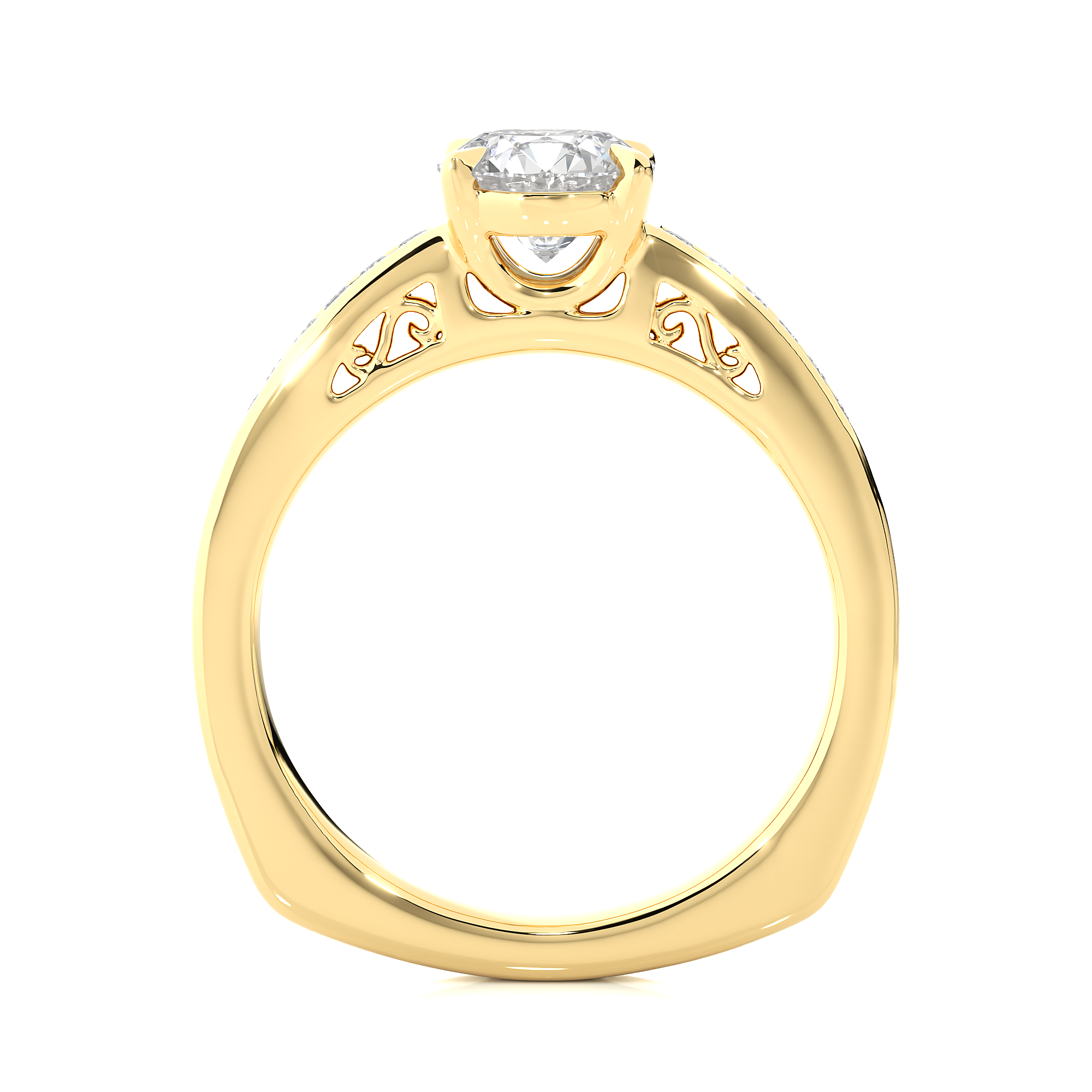 14K White Yellow Rose Gold 0.98 Carat Round Solitaire Diamond Ring