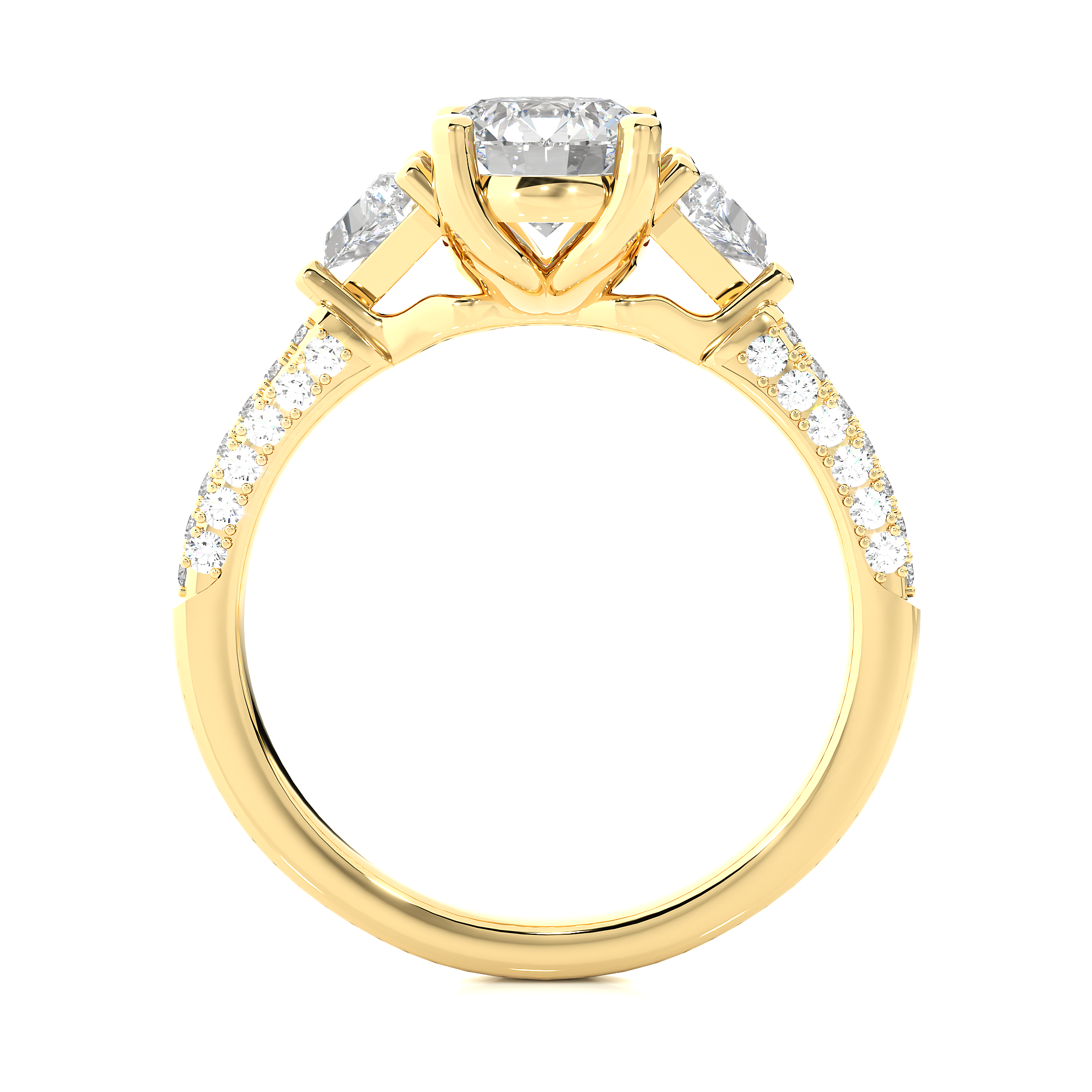 14K White Yellow Rose Gold 1.63 Carat Three Diamond Ring