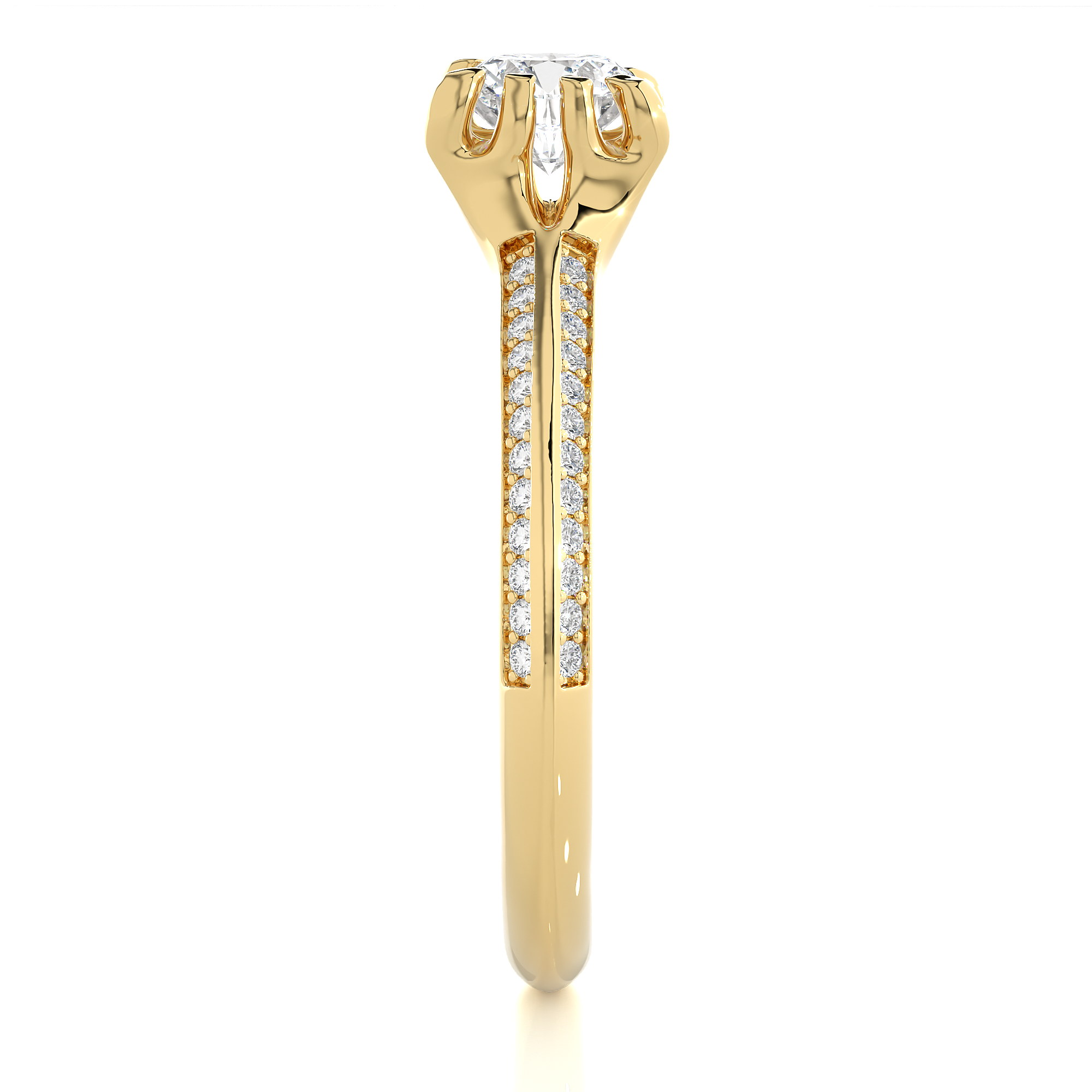 14K White Yellow Rose Gold 0.86 Carat 8 Prong Setting Diamond Ring