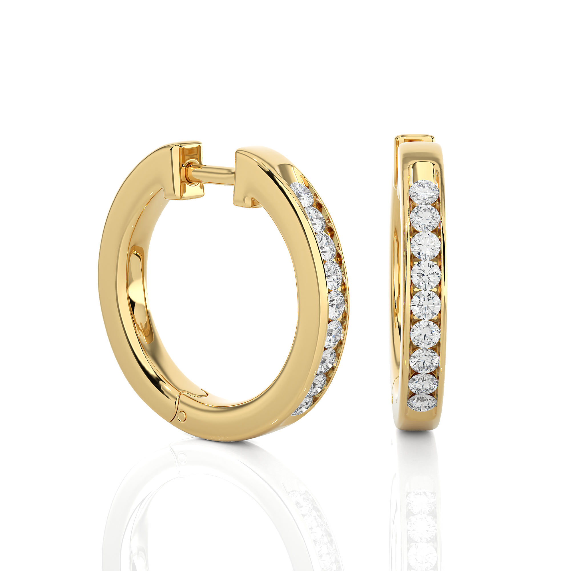 14K White Yellow Rose Gold 0.52 Carat Hoop Diamond Earrings