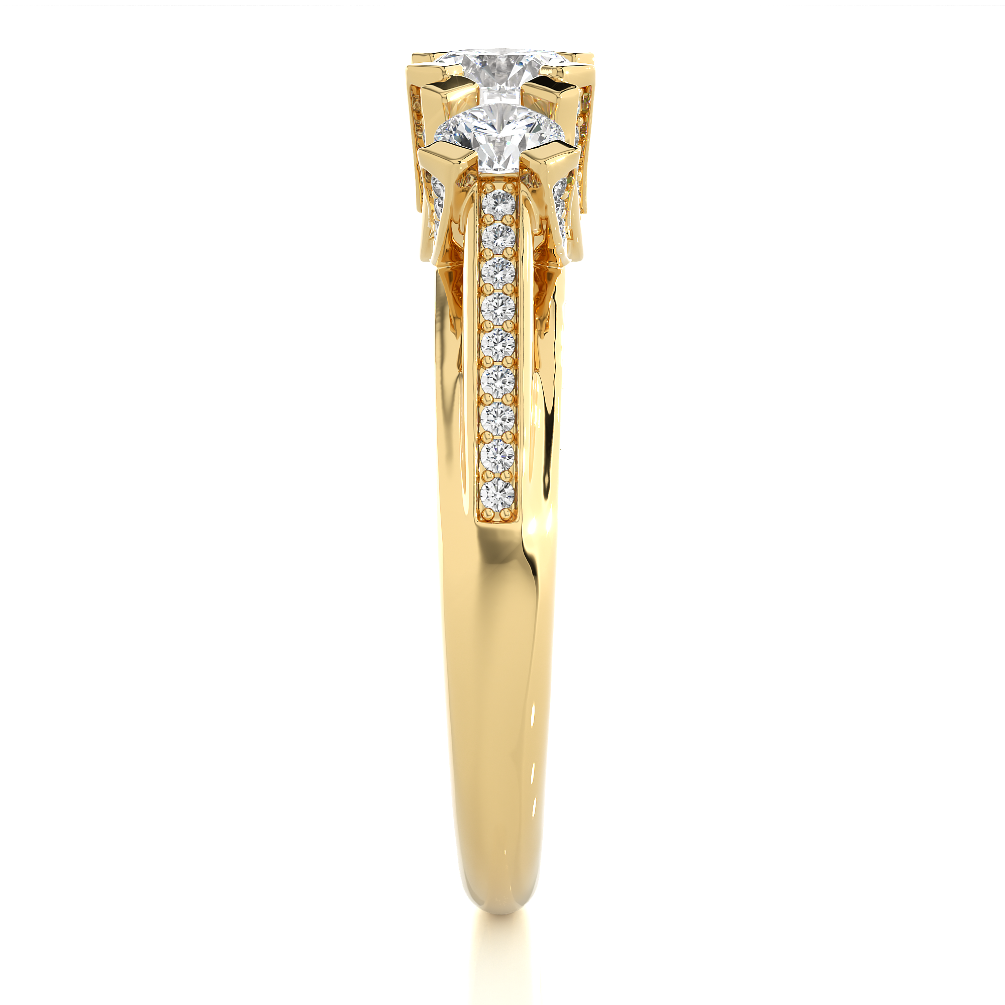 14K White Yellow Rose Gold 1.20 Carat Three Diamond Ring