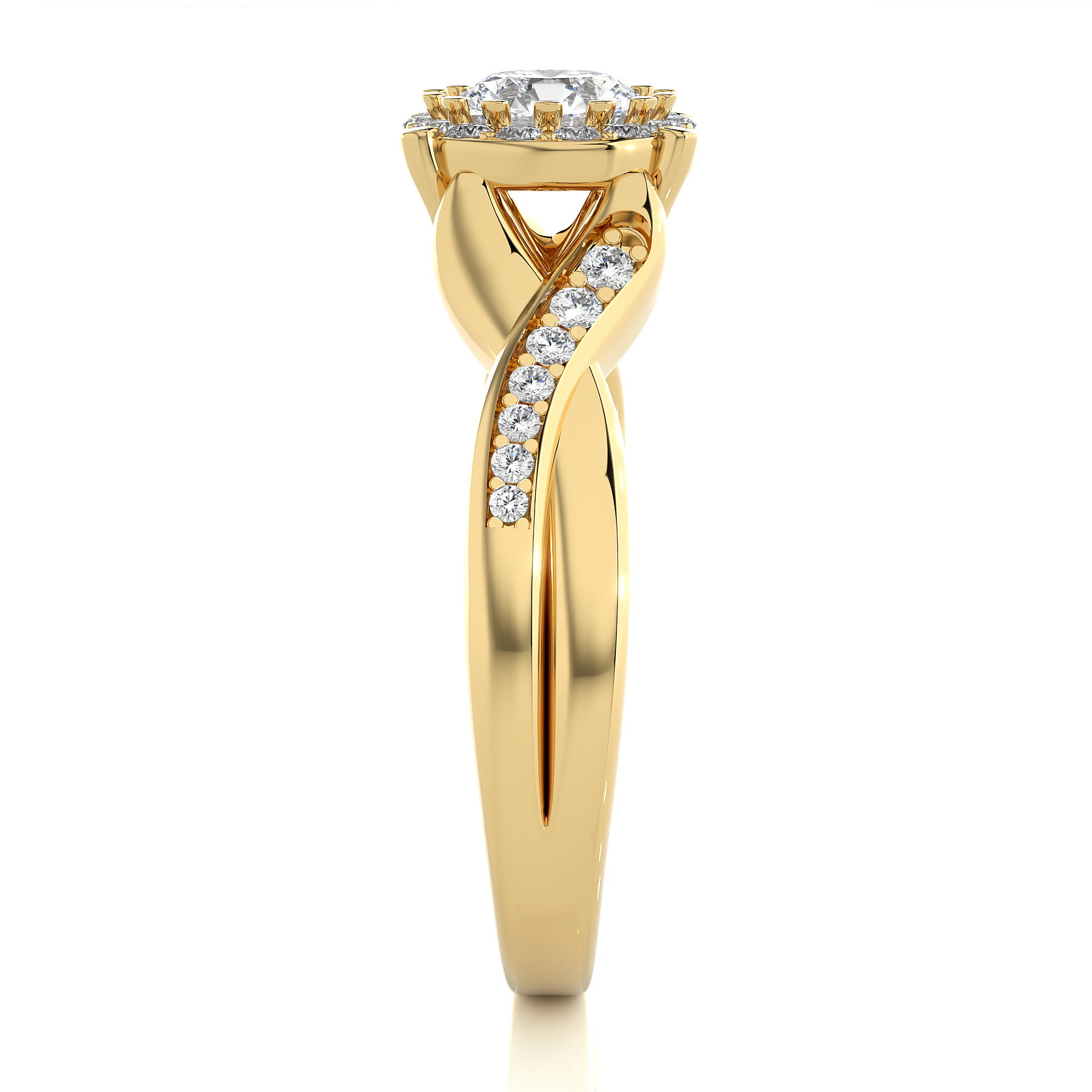 14K White Yellow Rose Gold 0.83 Carats Criss Cross Halo Diamond Ring