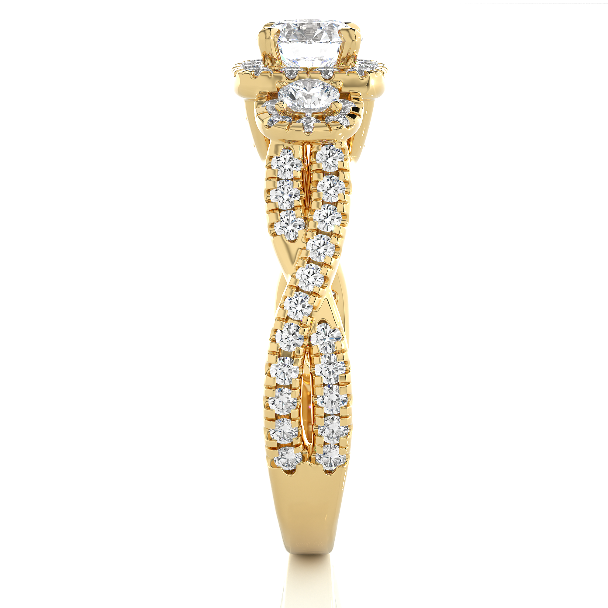 14K White Yellow Rose Gold 14K 1.3 Carat Three Stone Brilliant Round Cut Diamond