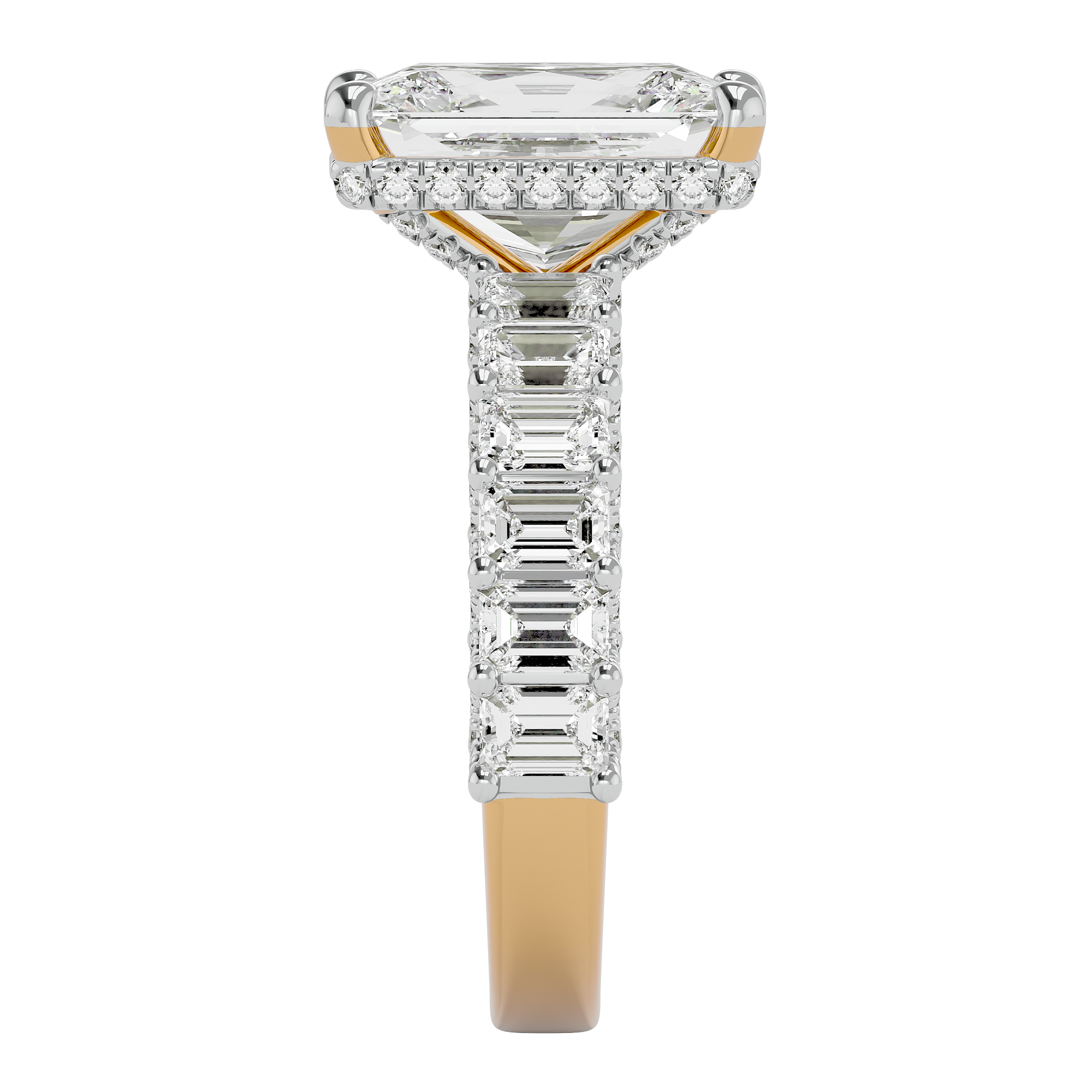 Majestic Radiant and Emerald Diamond Engagement Ring