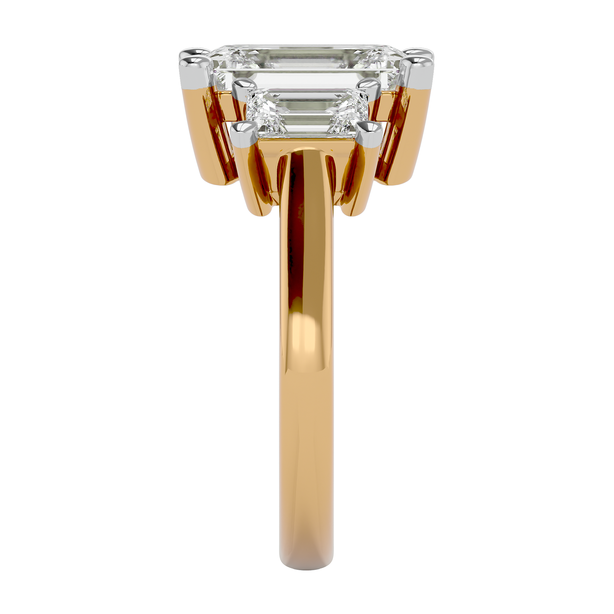 14KT Gold 4.00 Carat Emerald Diamond Trilogy Ring