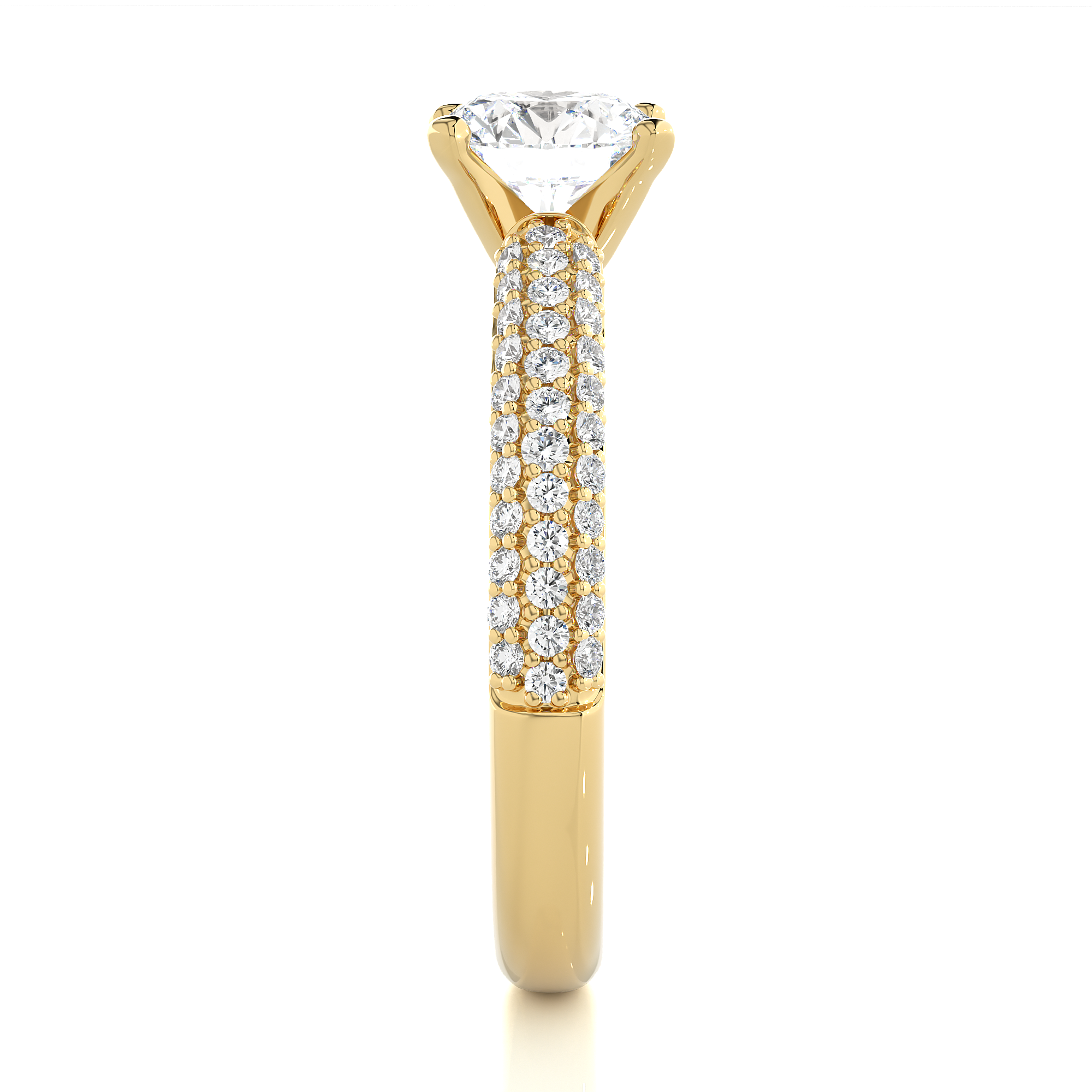 14K White Yellow Rose Gold 1.44 Carat Round Cut Micro Pave Diamond Ring