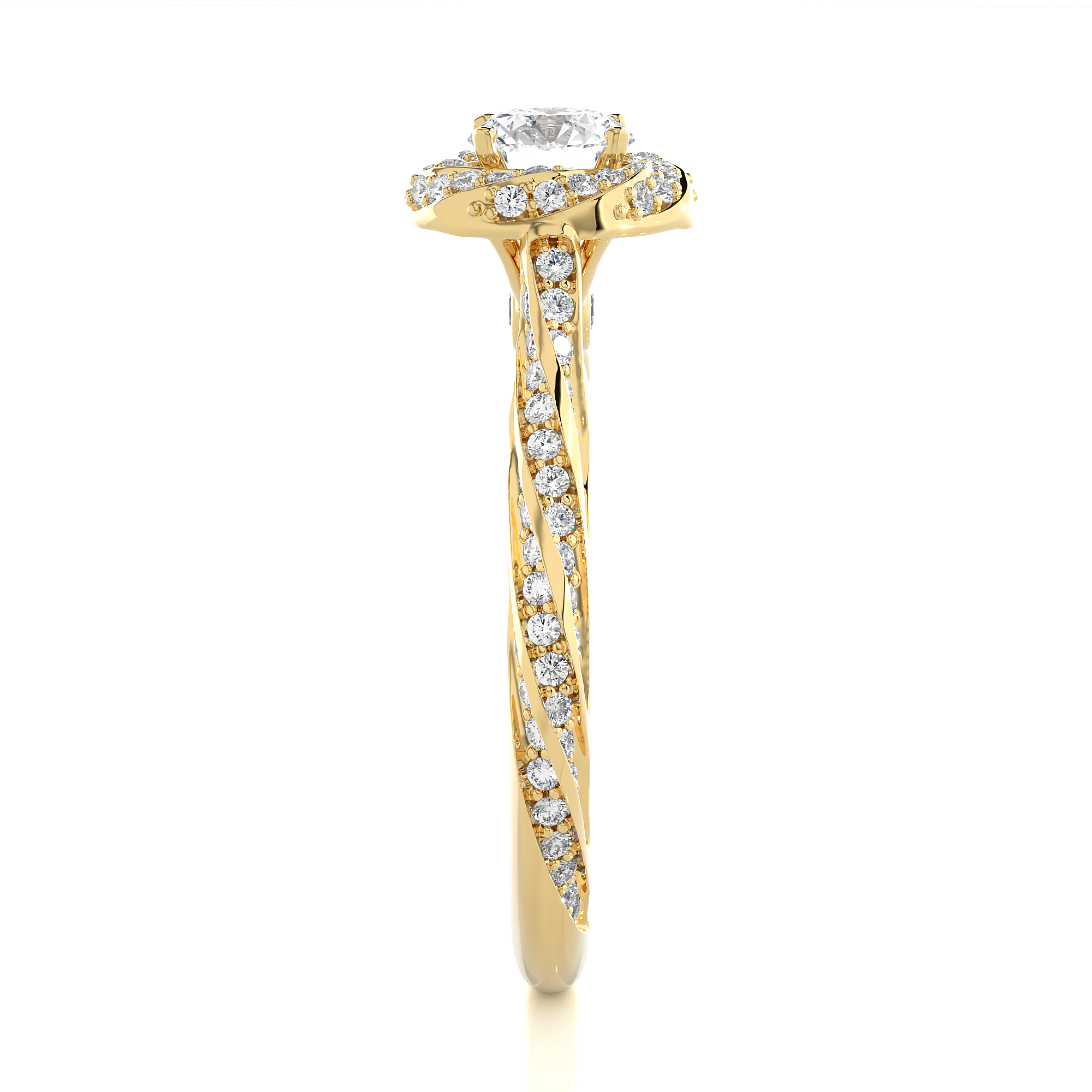 14K White Yellow Rose Gold 0.95 Carat Overlap Pattern Round Diamond Ring