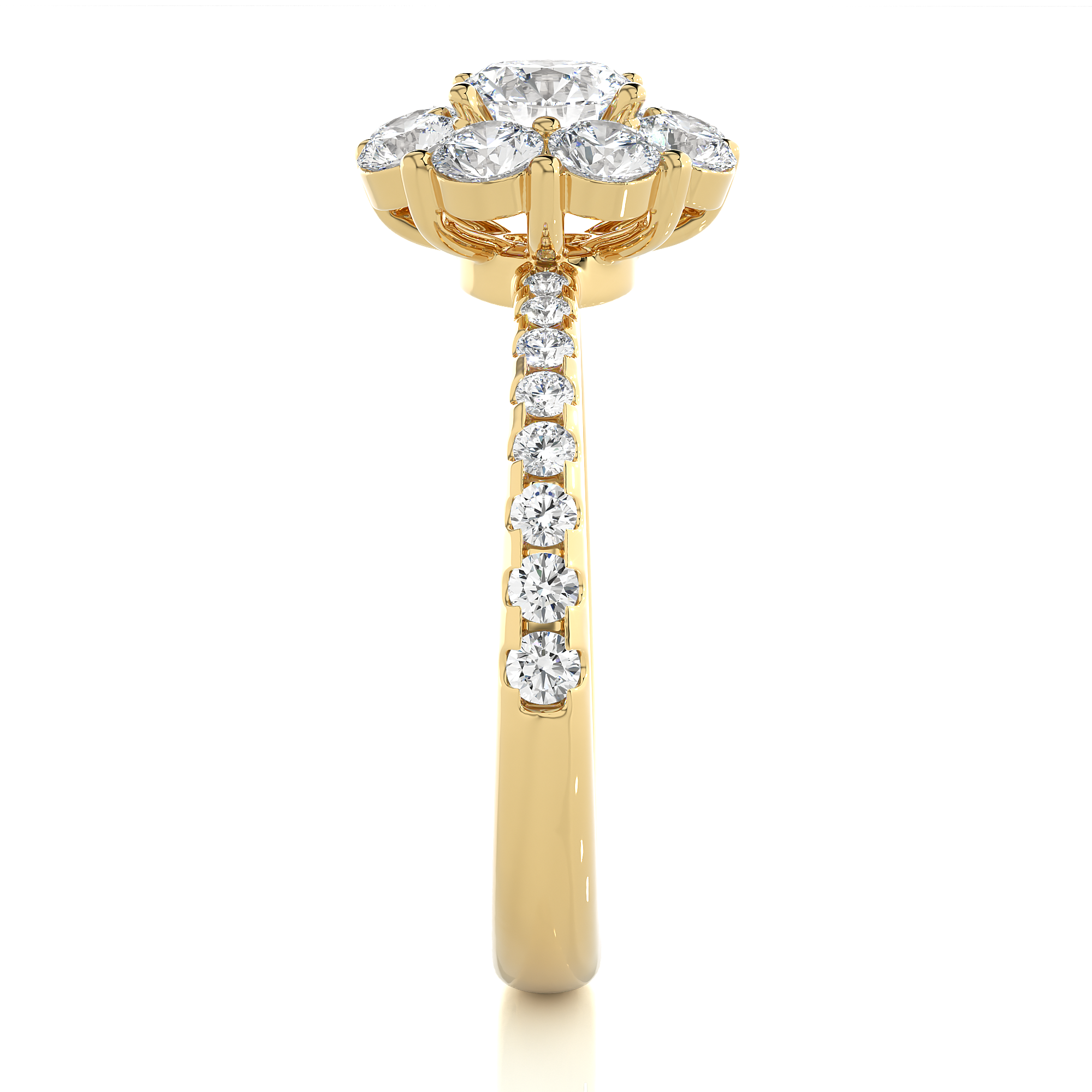 14K White Yellow Rose Gold 1.64 Carat Floral Ring Pave Setting Diamond Ring