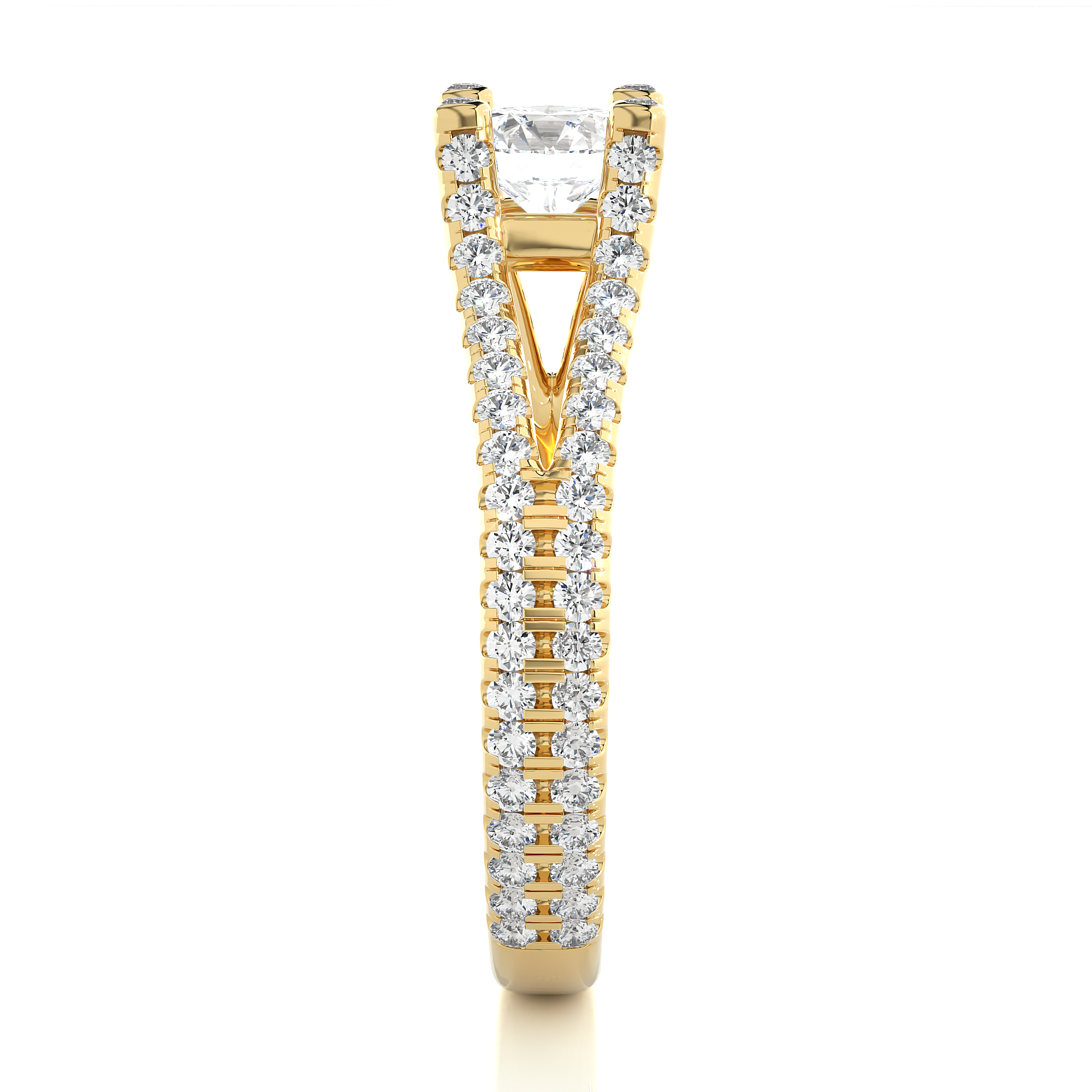 14K White Yellow Rose Gold 1.08 Carat Split Shank Round Diamond Halo Ring