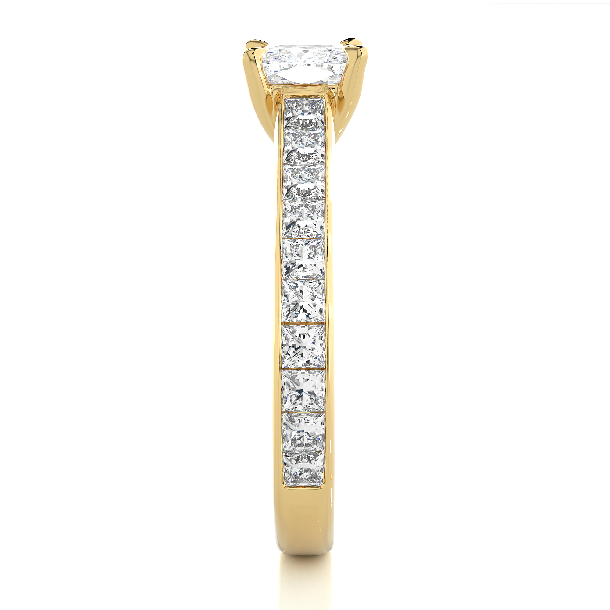 14K White Yellow Rose Gold 1.12 Carat Cushion Solitaire with 20 Side Princess Diamond Ring