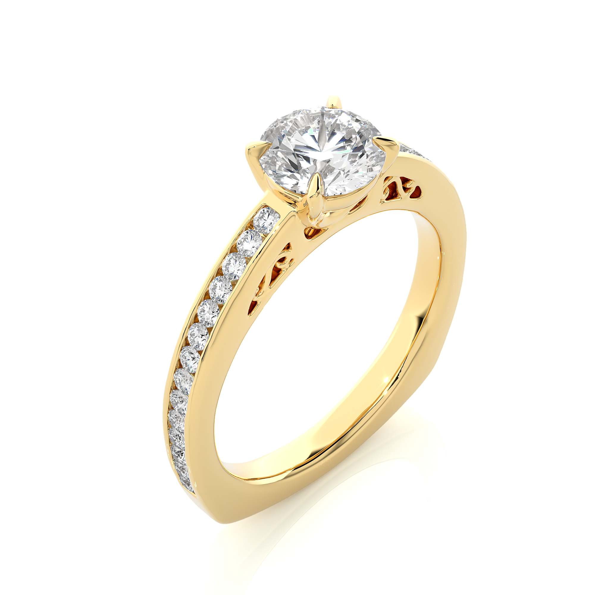 14K White Yellow Rose Gold 0.98 Carat Round Solitaire Diamond Ring