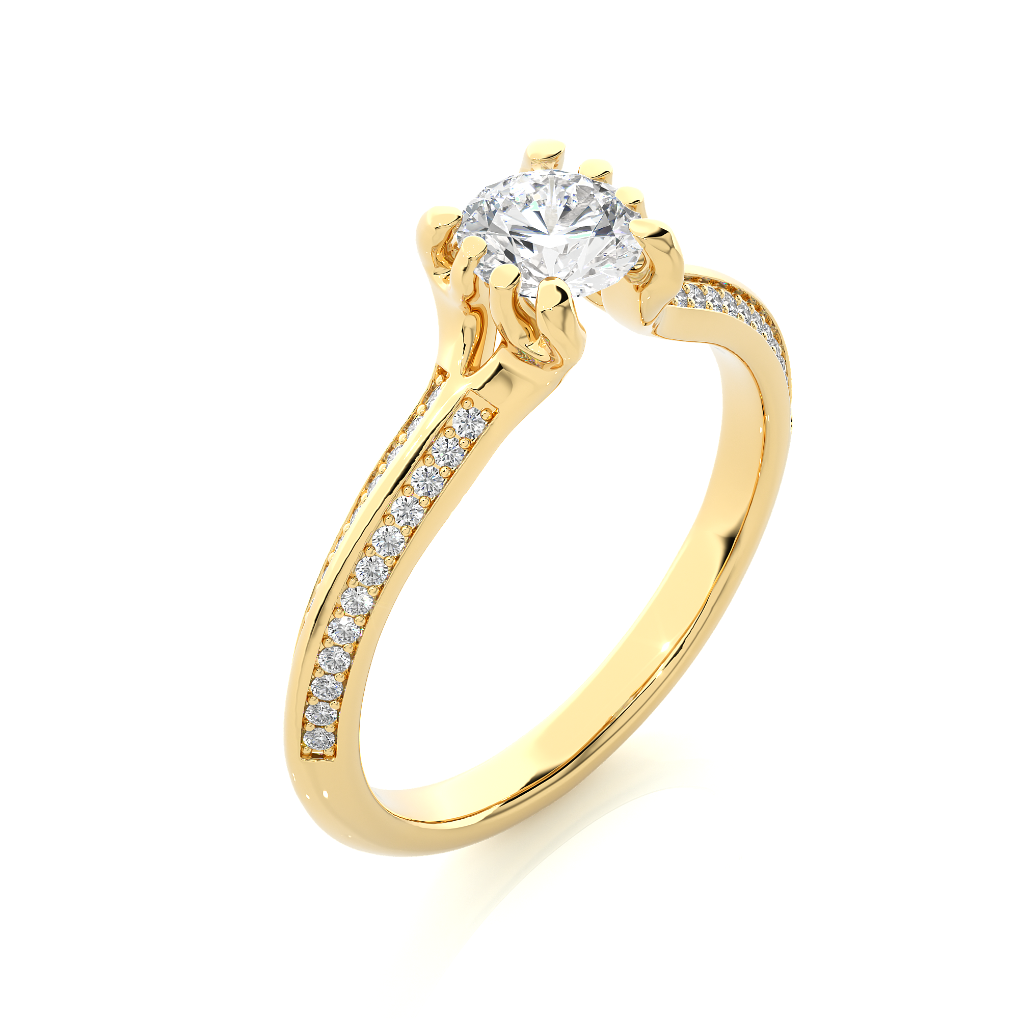 14K White Yellow Rose Gold 0.86 Carat 8 Prong Setting Diamond Ring