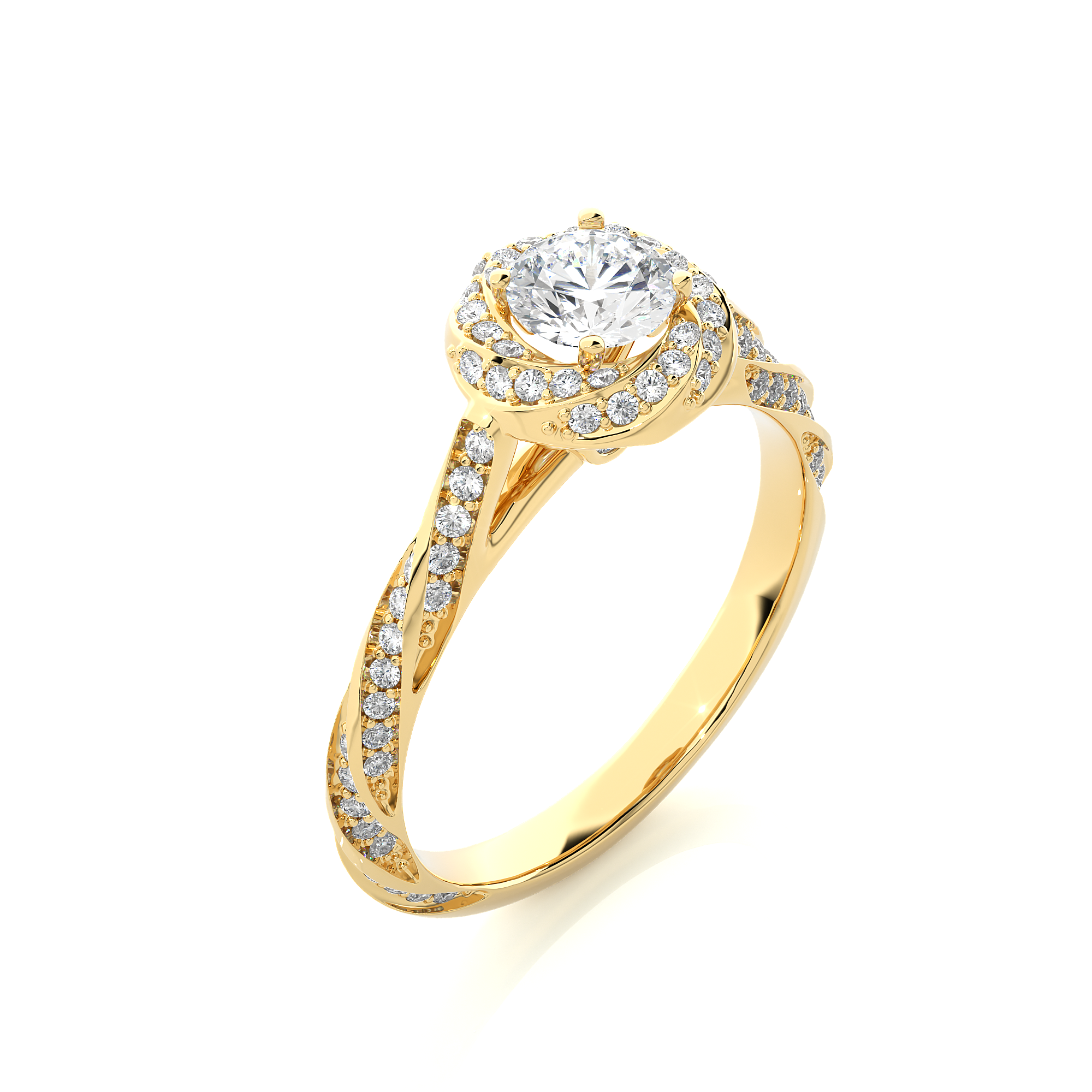 14K White Yellow Rose Gold 0.95 Carat Overlap Pattern Round Diamond Ring