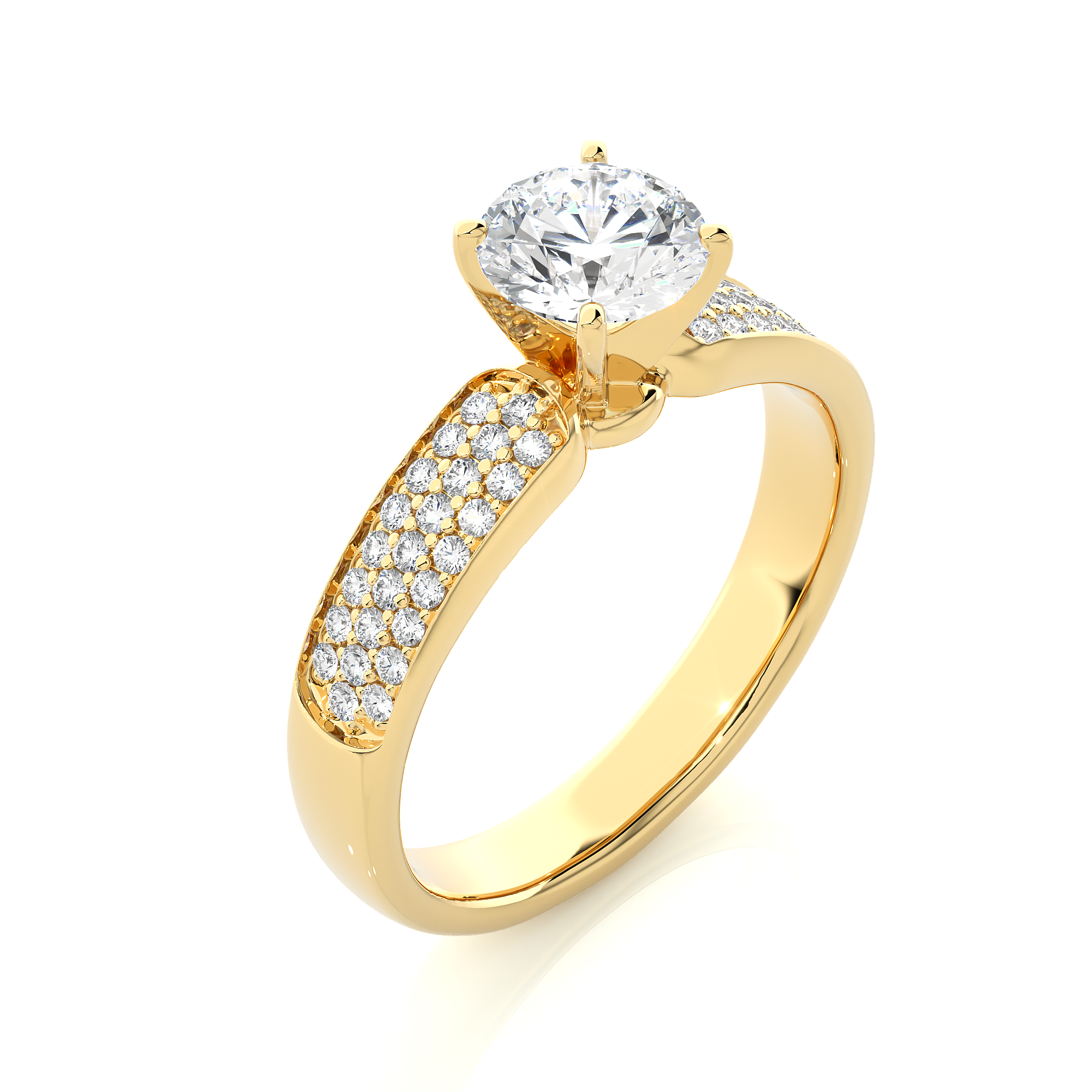 14K White Yellow Rose Gold 1.02 Carat Round Diamond Ring