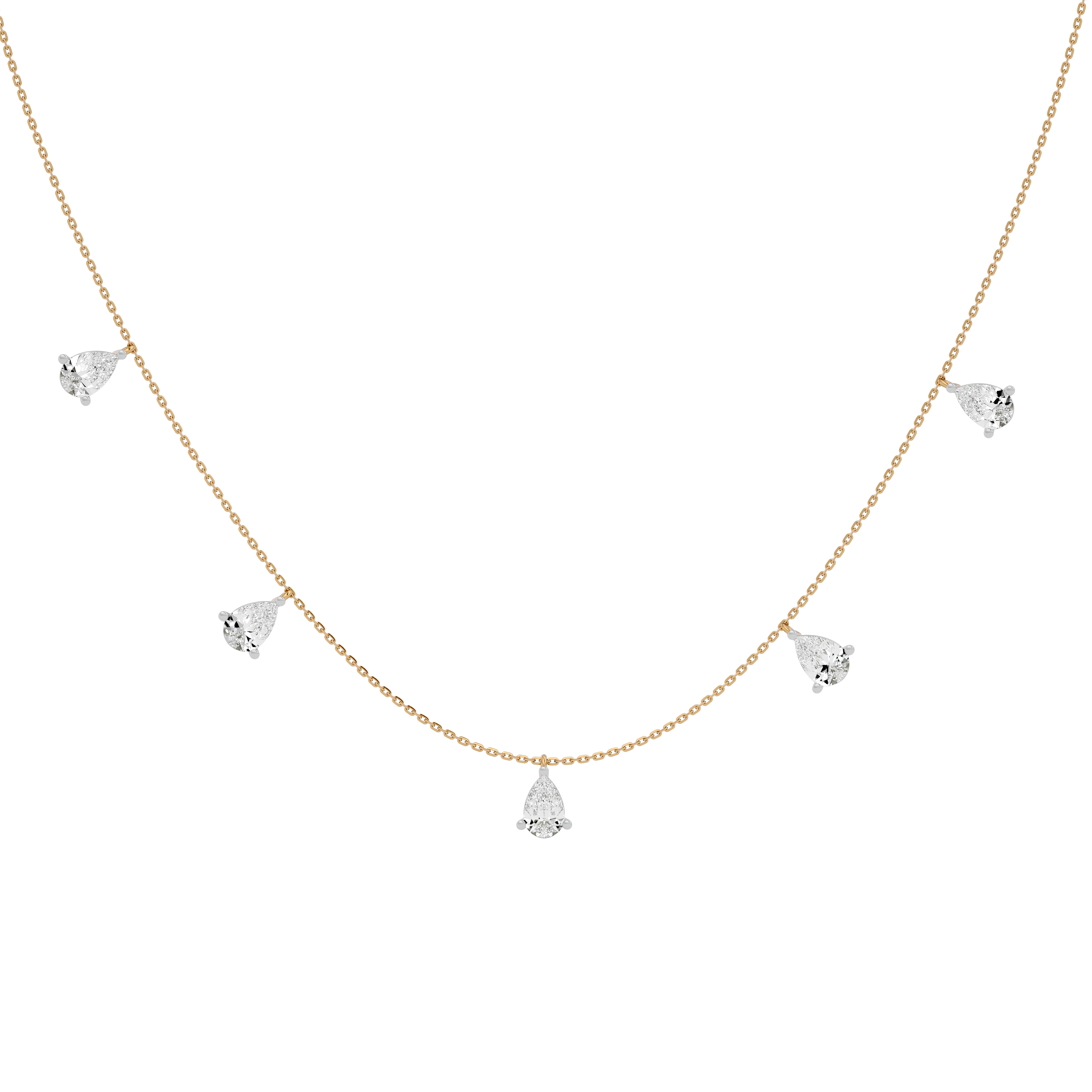 Elegant Pear Diamond Gold Necklace