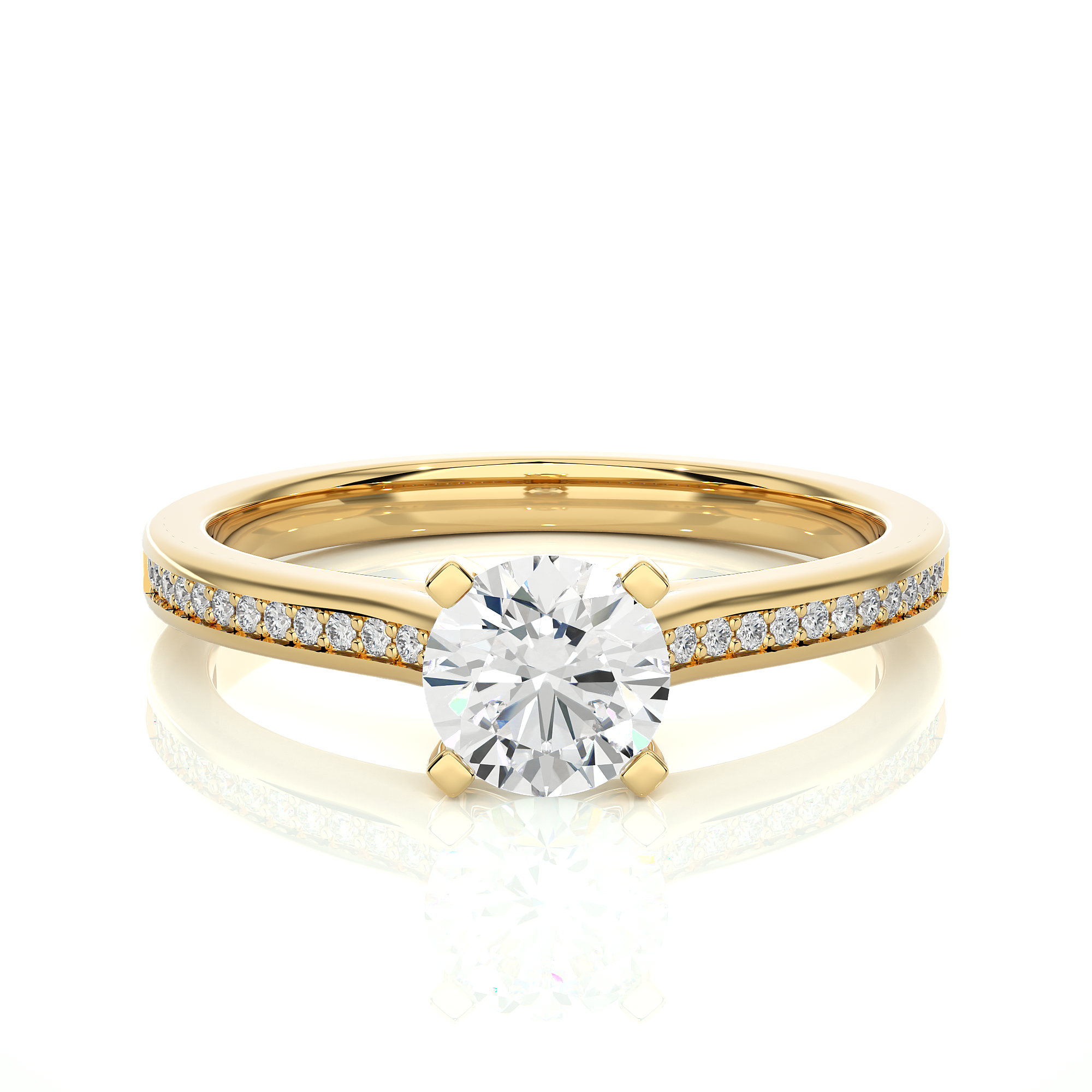 "0.75Ct Round Solitaire Diamond Ring in Yellow Gold - Blu Diamonds"