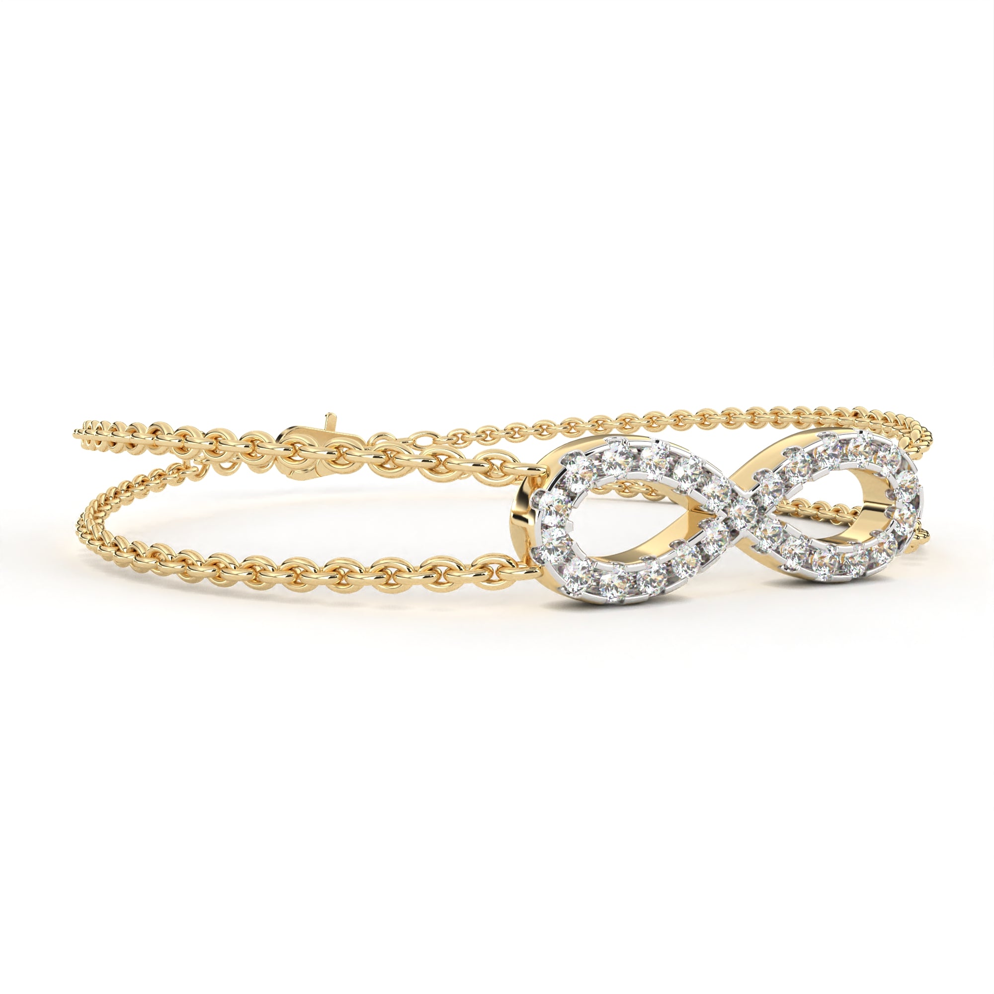 Radiant Round Diamond Gold Chain Bracelet