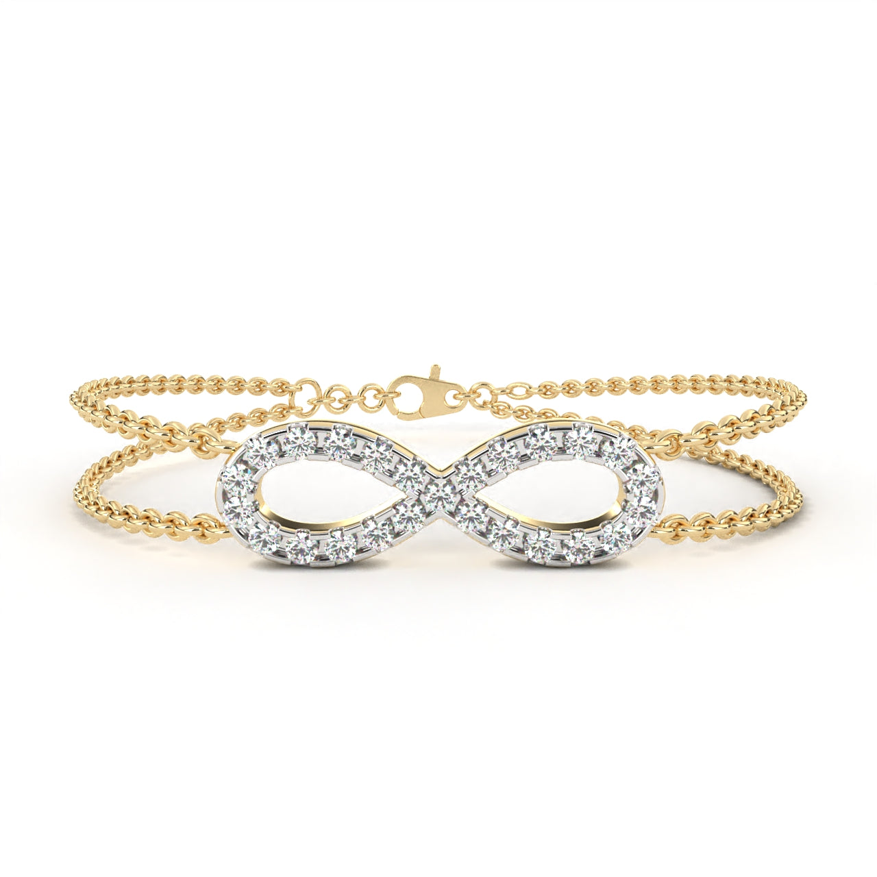 Radiant Round Diamond Gold Chain Bracelet