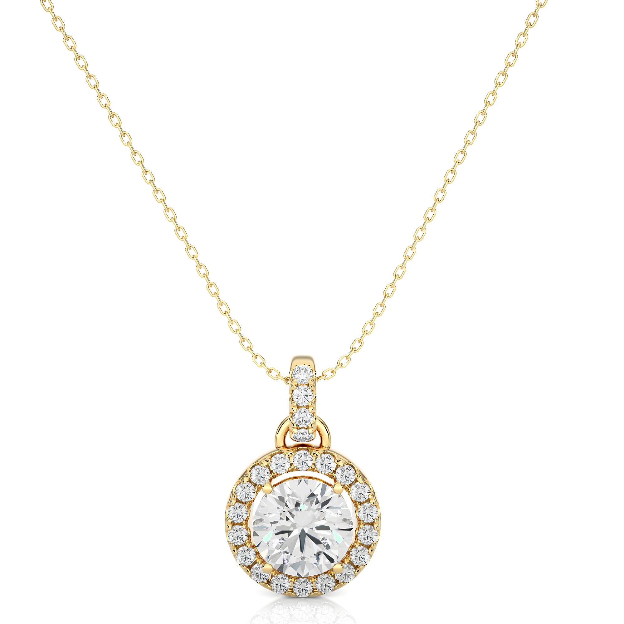 14K White Yellow Rose Gold 1.52 Carat Double Halo Diamond Pendant
