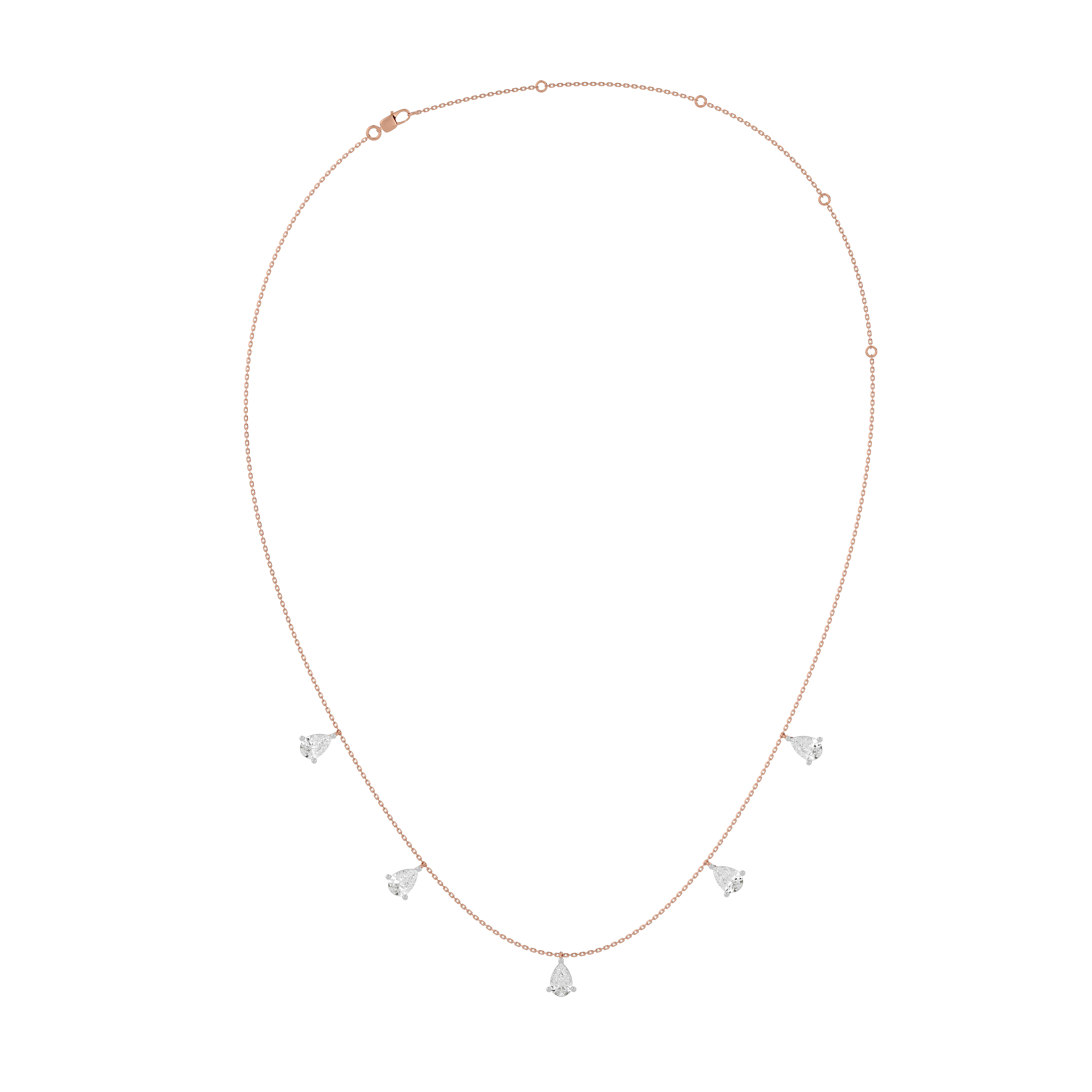 Elegant Pear Diamond Gold Necklace