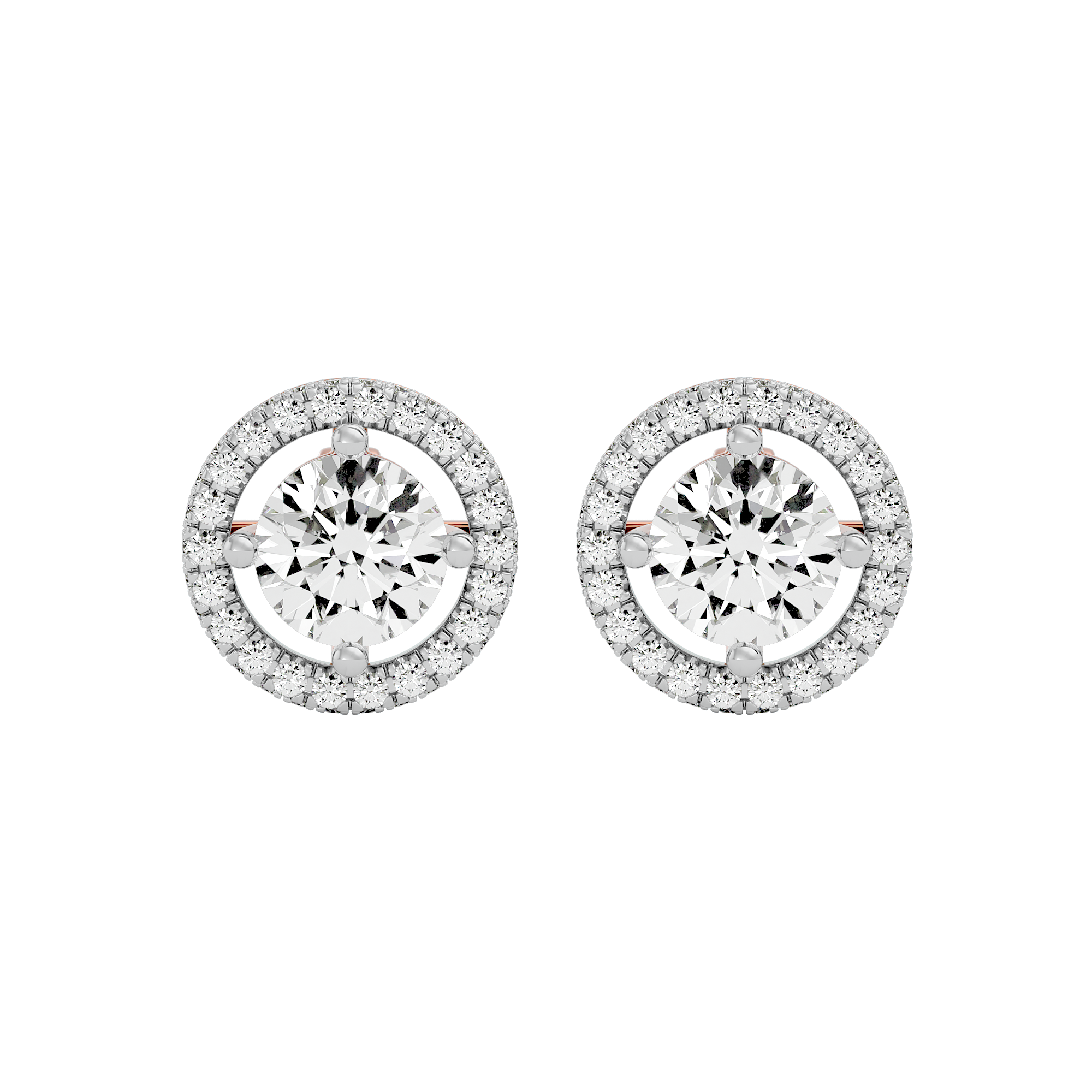 Radiant Round Diamond Gold Earrings