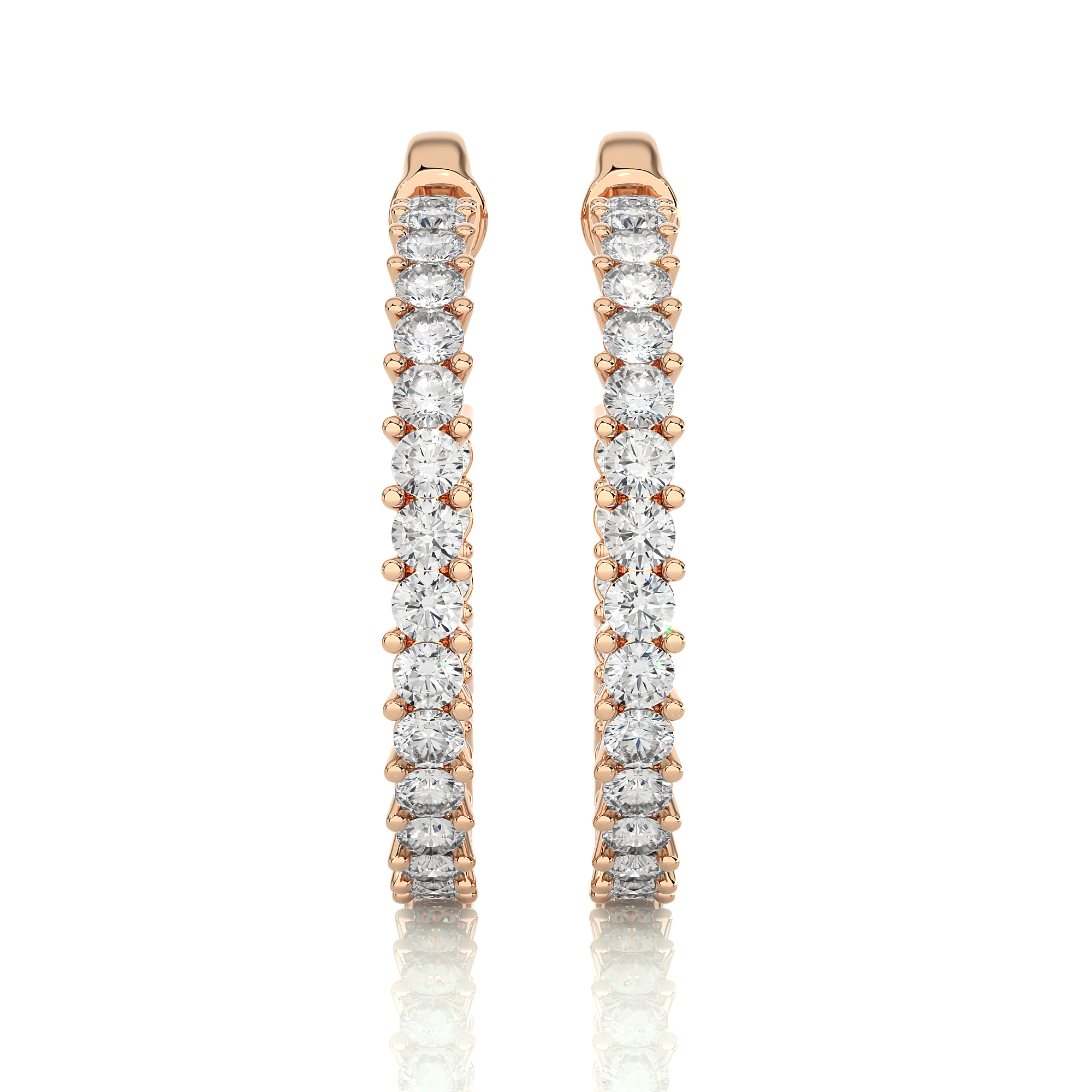 14K White Yellow Rose Gold 0.92 Carat Hoop Diamond Earrings