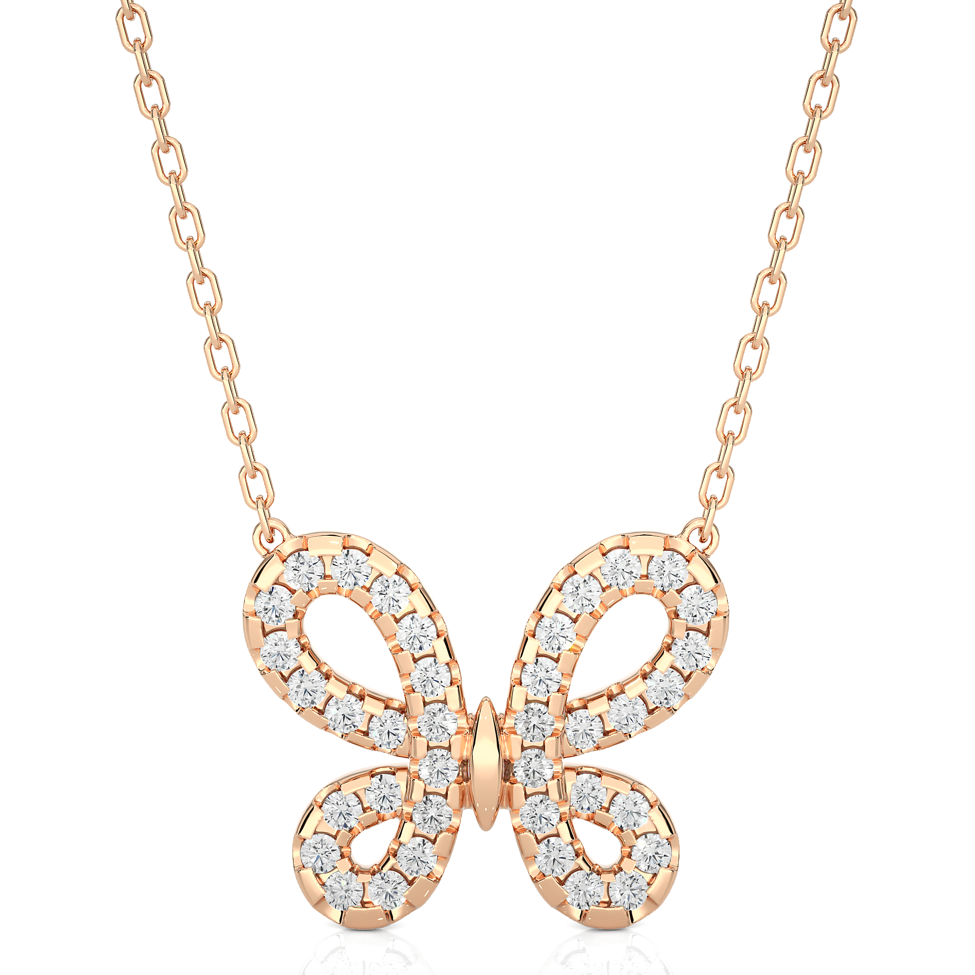 14K White Yellow Rose Gold 0.31 Carat Butterfly Diamond Pendant