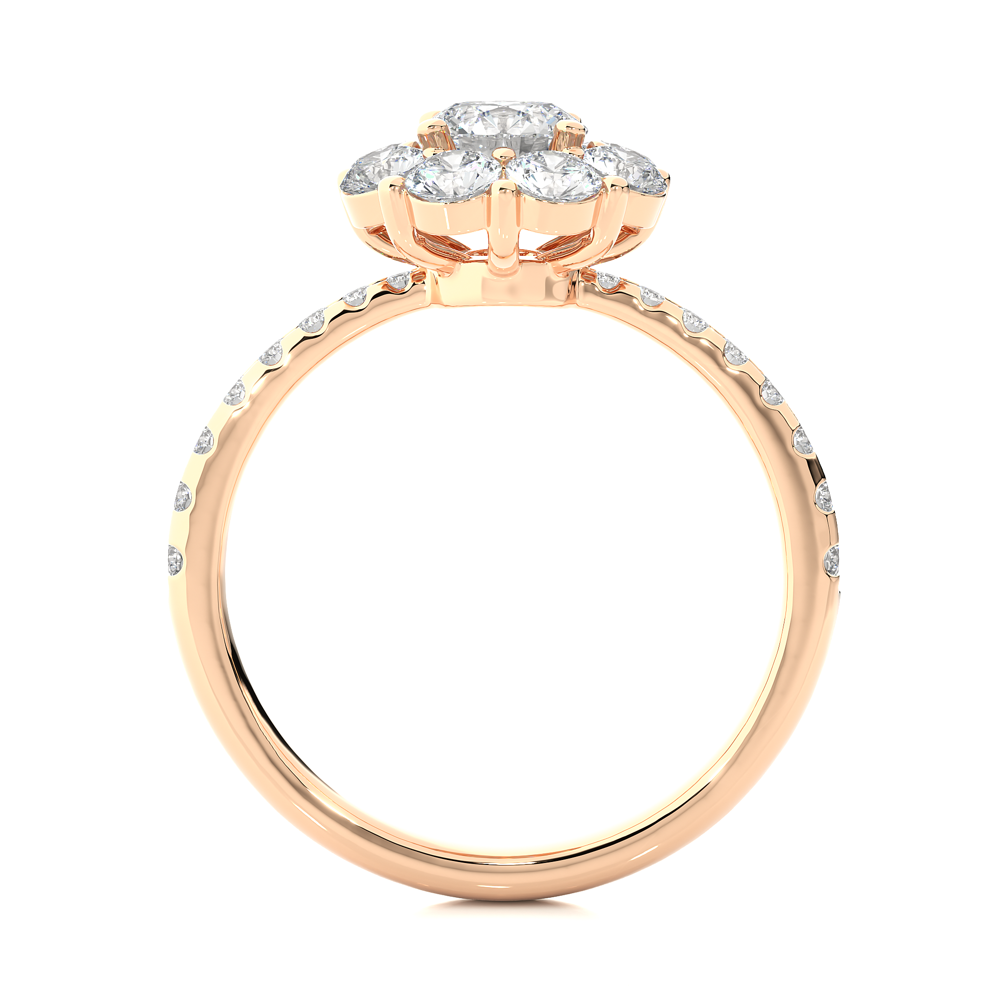 14K White Yellow Rose Gold 1.64 Carat Floral Ring Pave Setting Diamond Ring