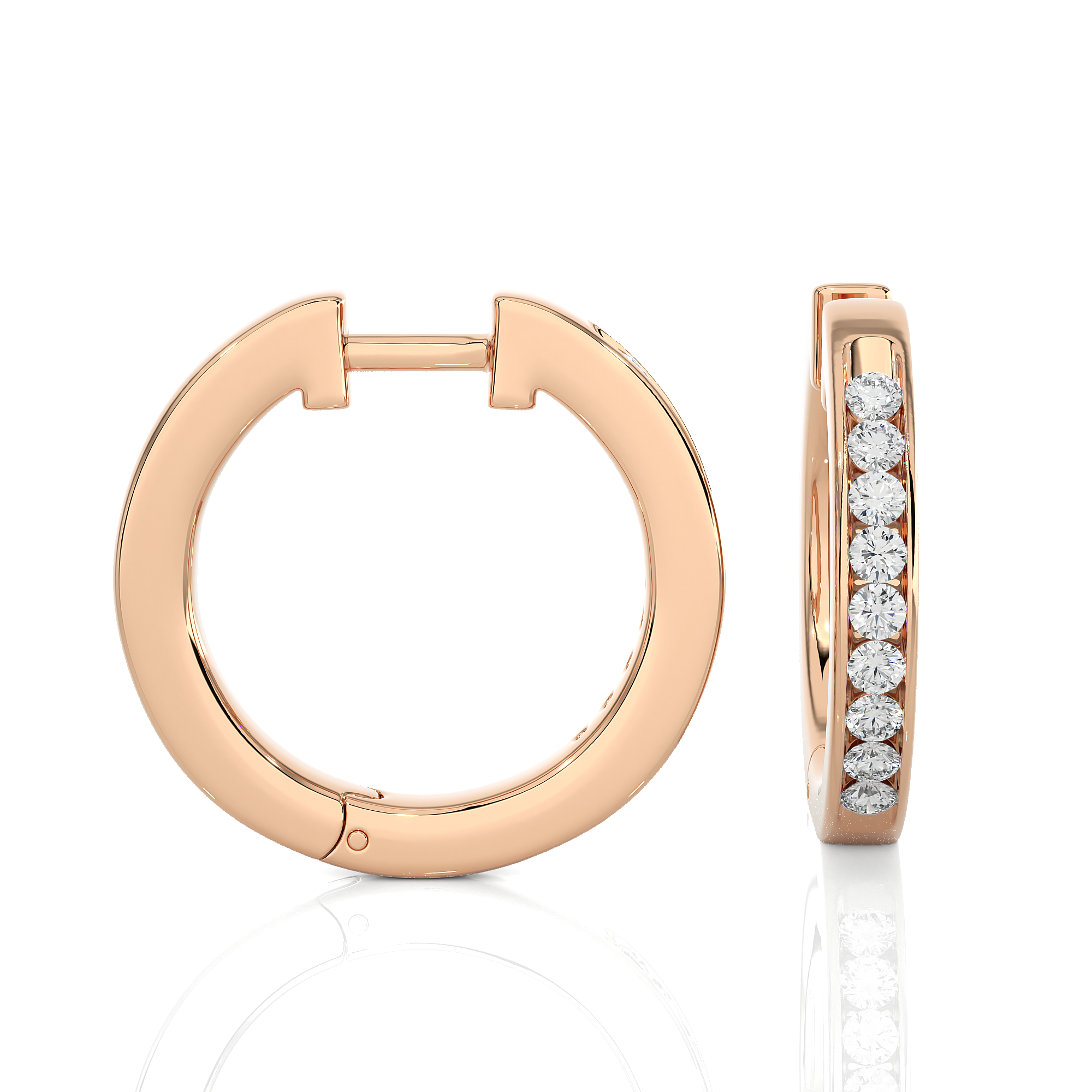 14K White Yellow Rose Gold 0.52 Carat Hoop Diamond Earrings