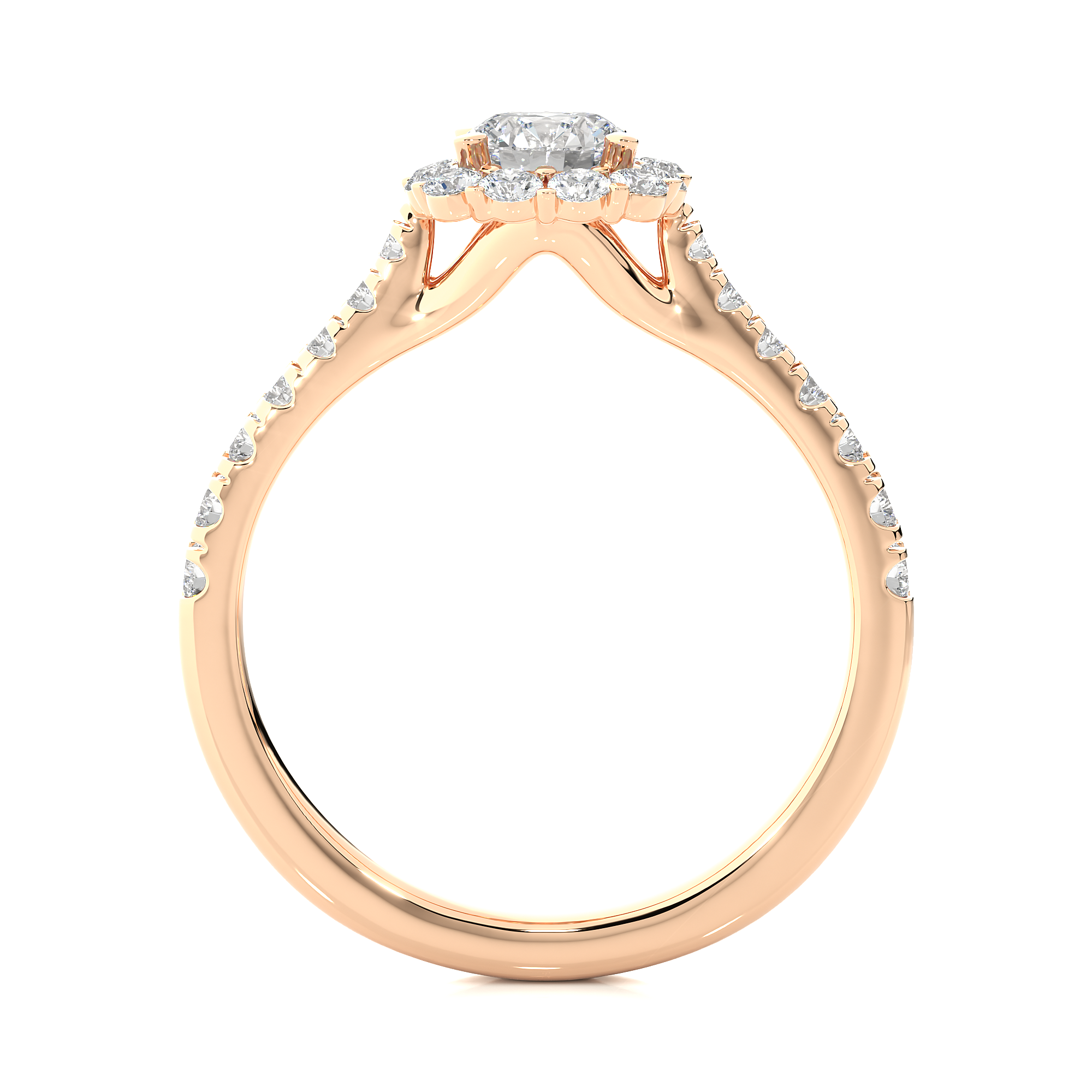 14K White Yellow Rose Gold 1.10 Carat Round Halo Diamond Ring