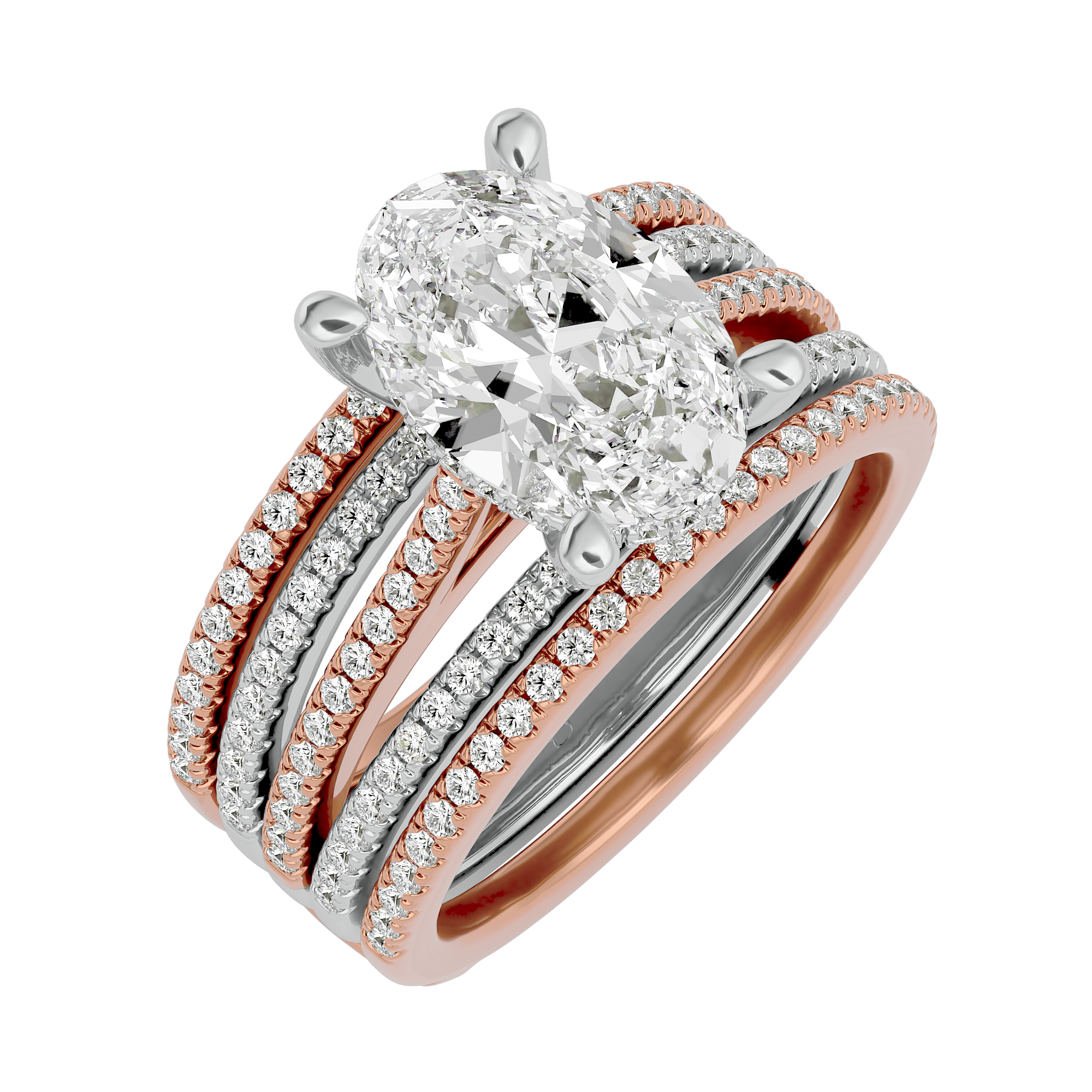14KT Gold 3.76 Carat Oval Diamond Halo Engagement Ring
