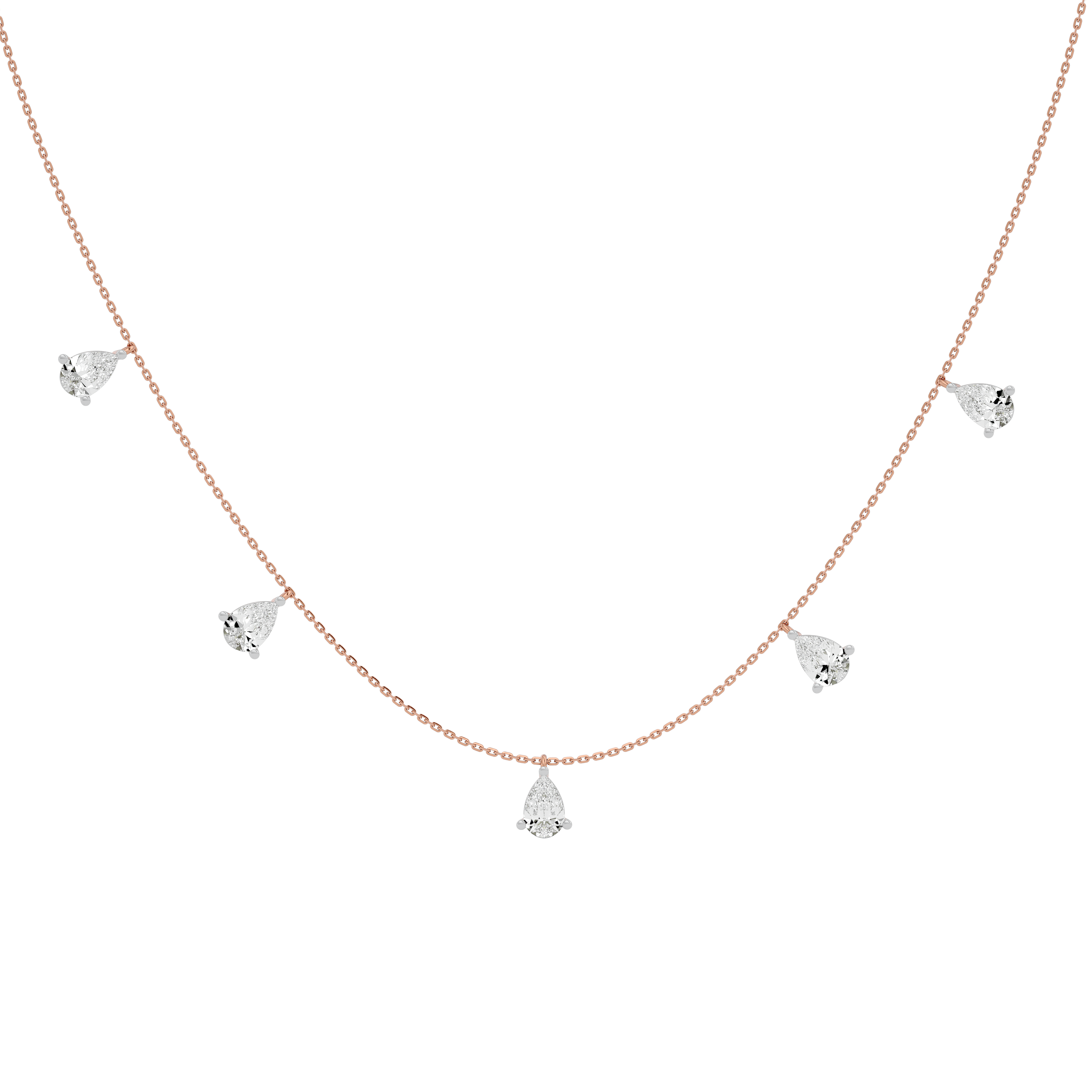 Elegant Pear Diamond Gold Necklace