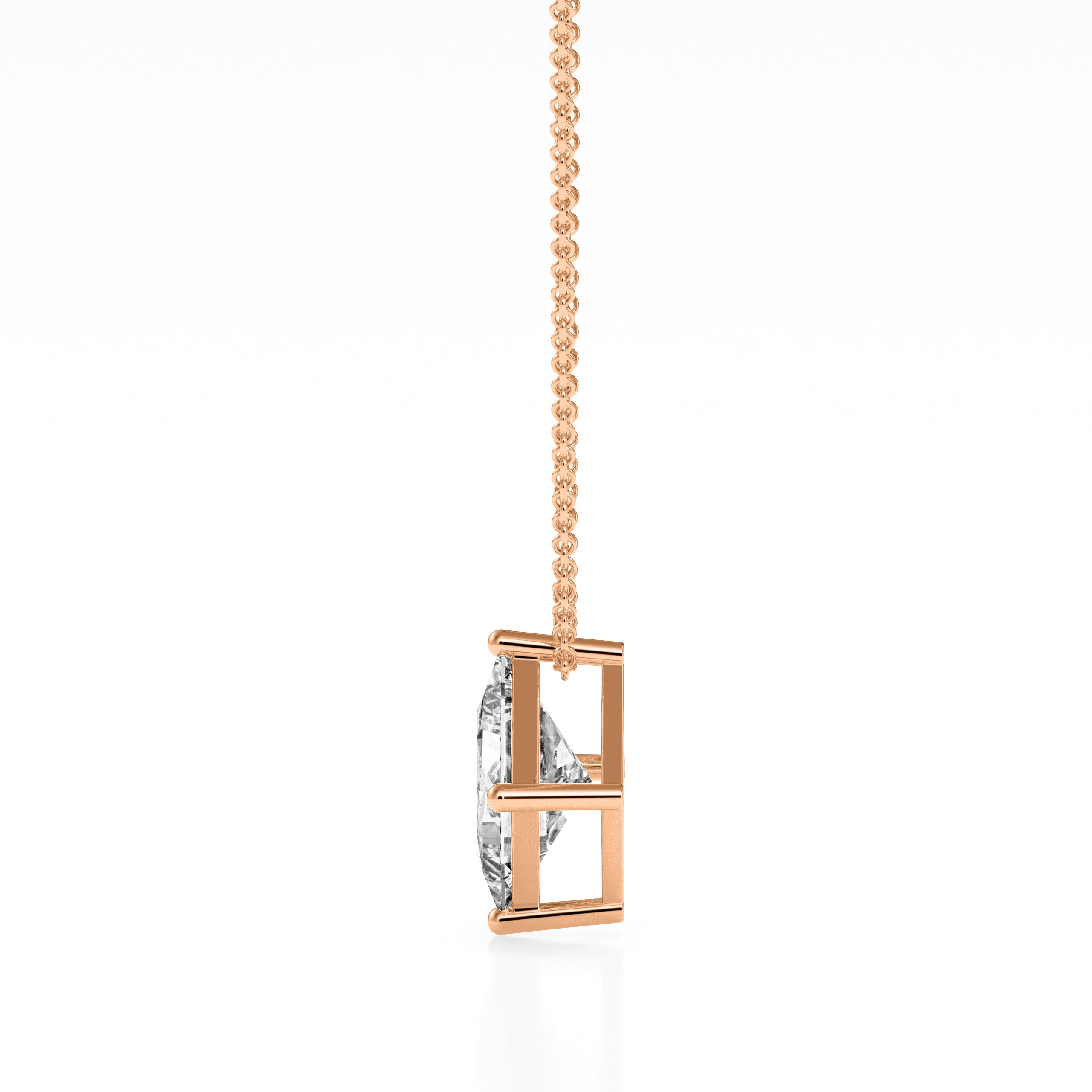 14K White Yellow Rose Gold 2.00 Carat Princess Diamond Pendant