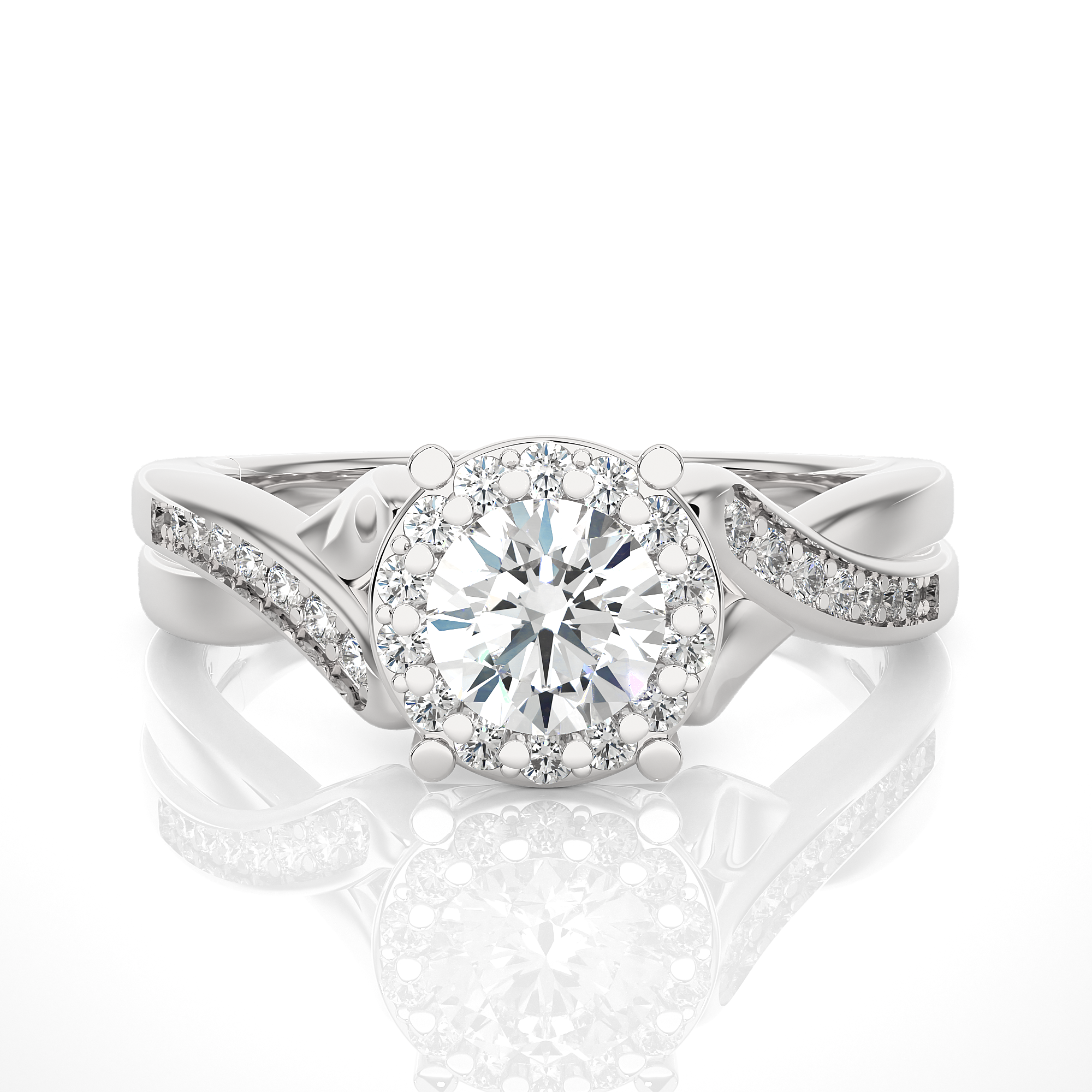 14K White Yellow Rose Gold  0.83 Carats Criss Cross Halo Diamond Ring