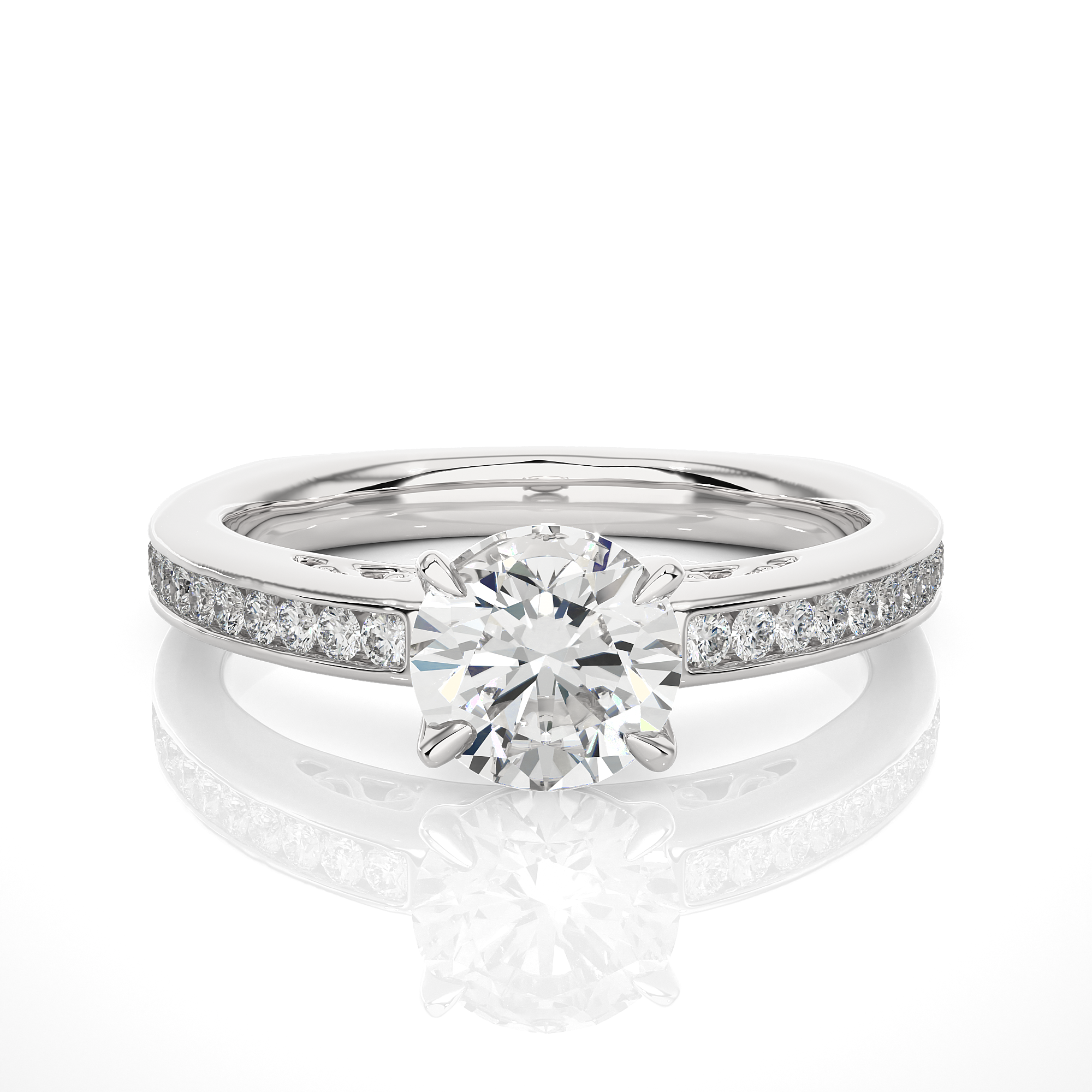 14K White Yellow Rose Gold 0.98 Carat Round Solitaire Diamond Ring