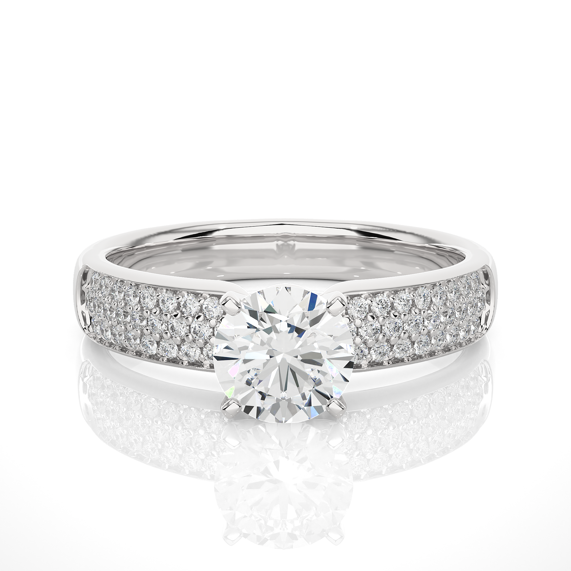 14K White Yellow Rose Gold 1.02 Carat Round Diamond Ring