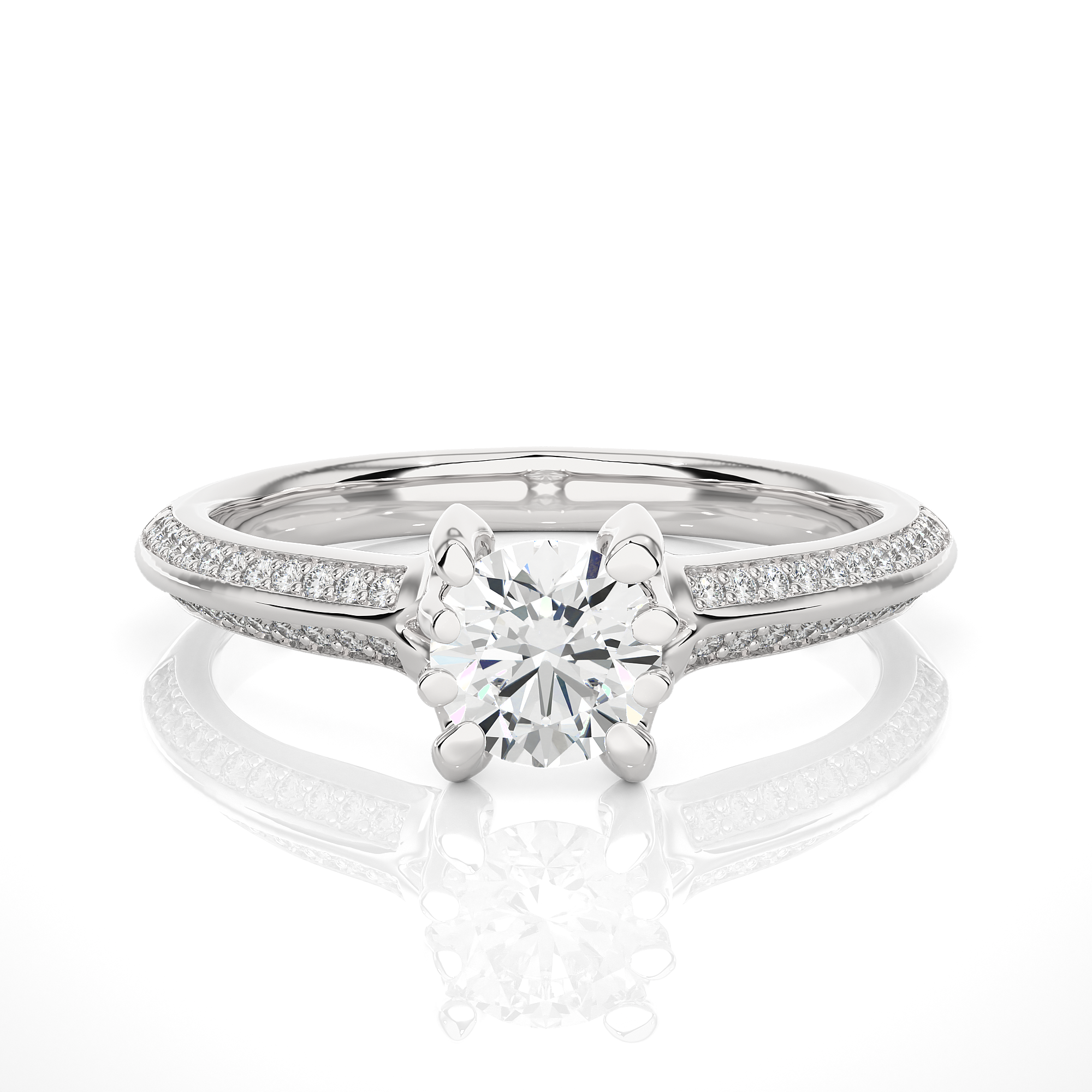 14K White Yellow Rose Gold 0.86 Carat 8 Prong Setting Diamond Ring