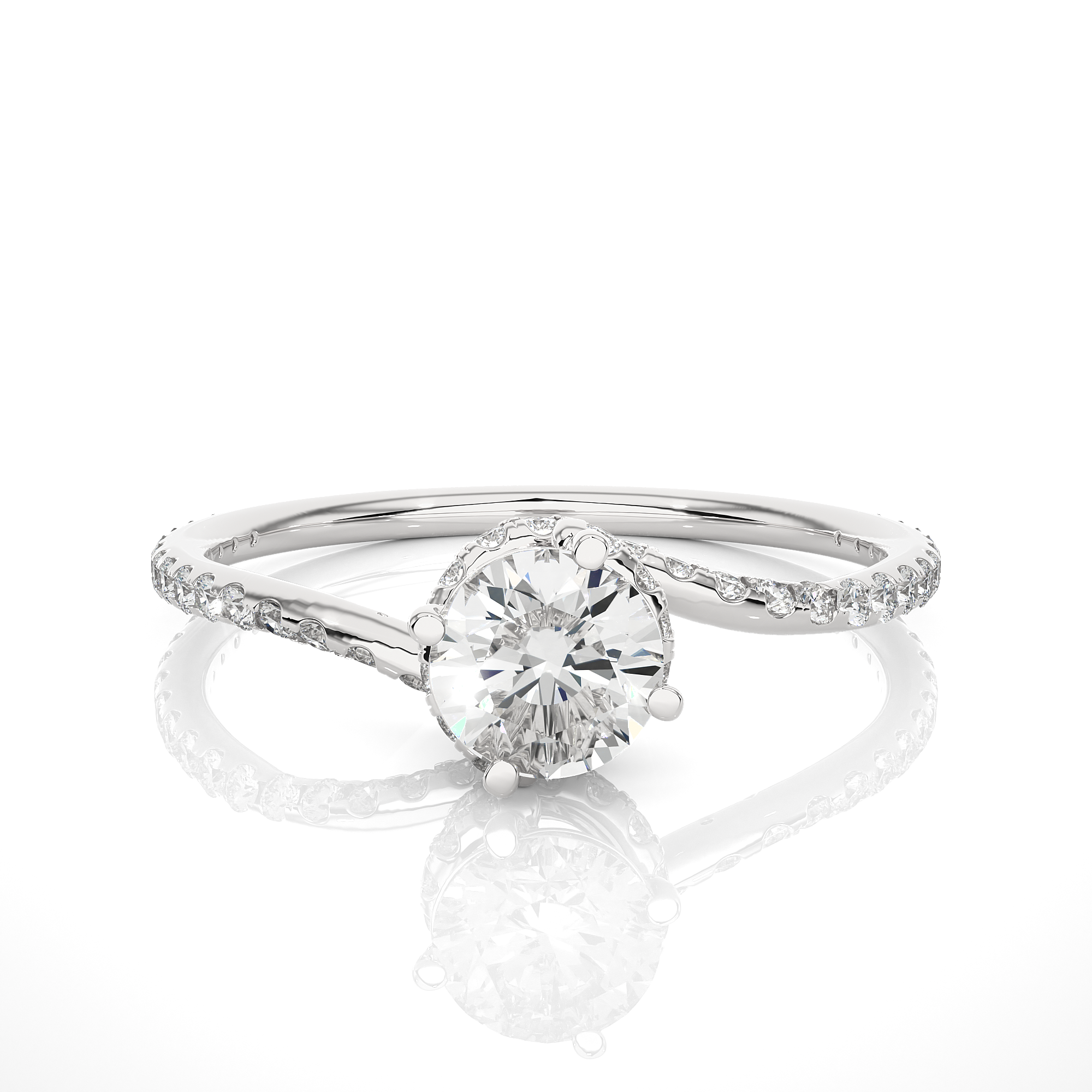 14K White Yellow Rose Gold 0.84 Carat Round Cluster Halo Diamond Ring