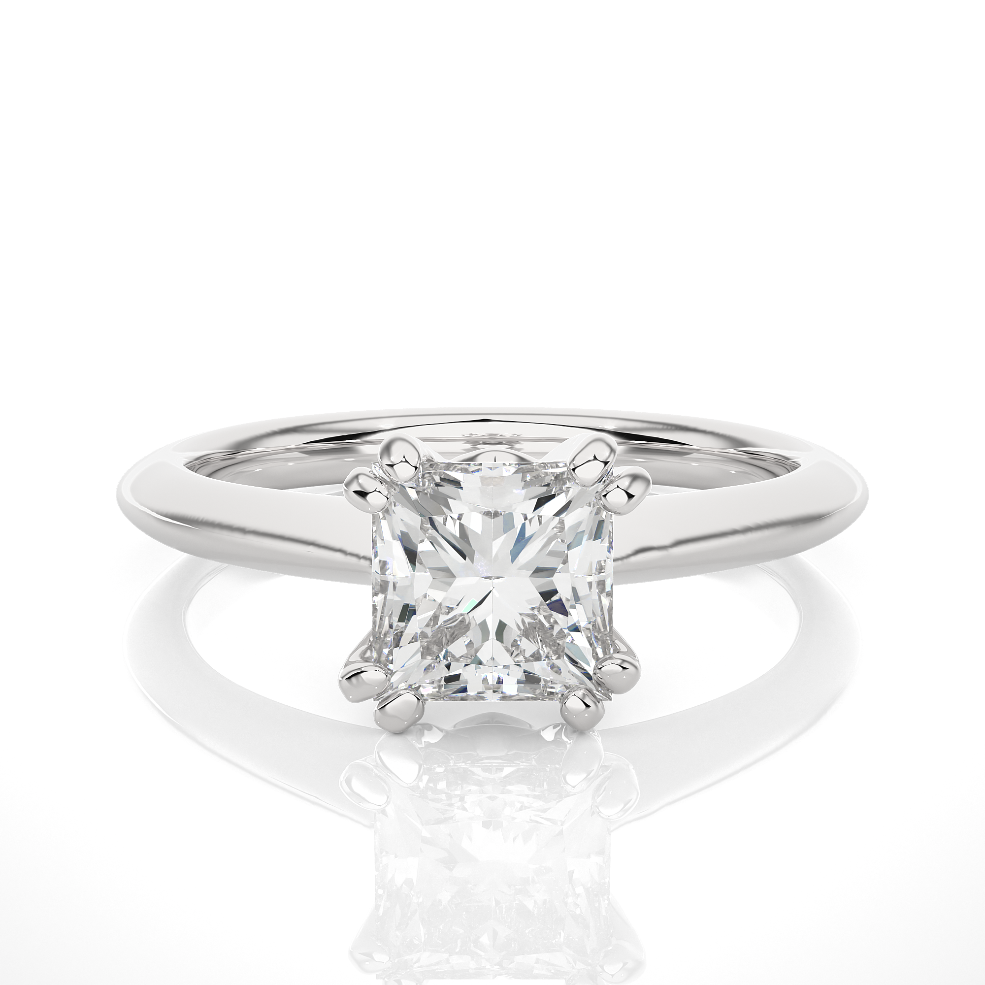 14K White Yellow Rose Gold 1.38 Princess Diamond with 4 Prong Setting Diamond Ring