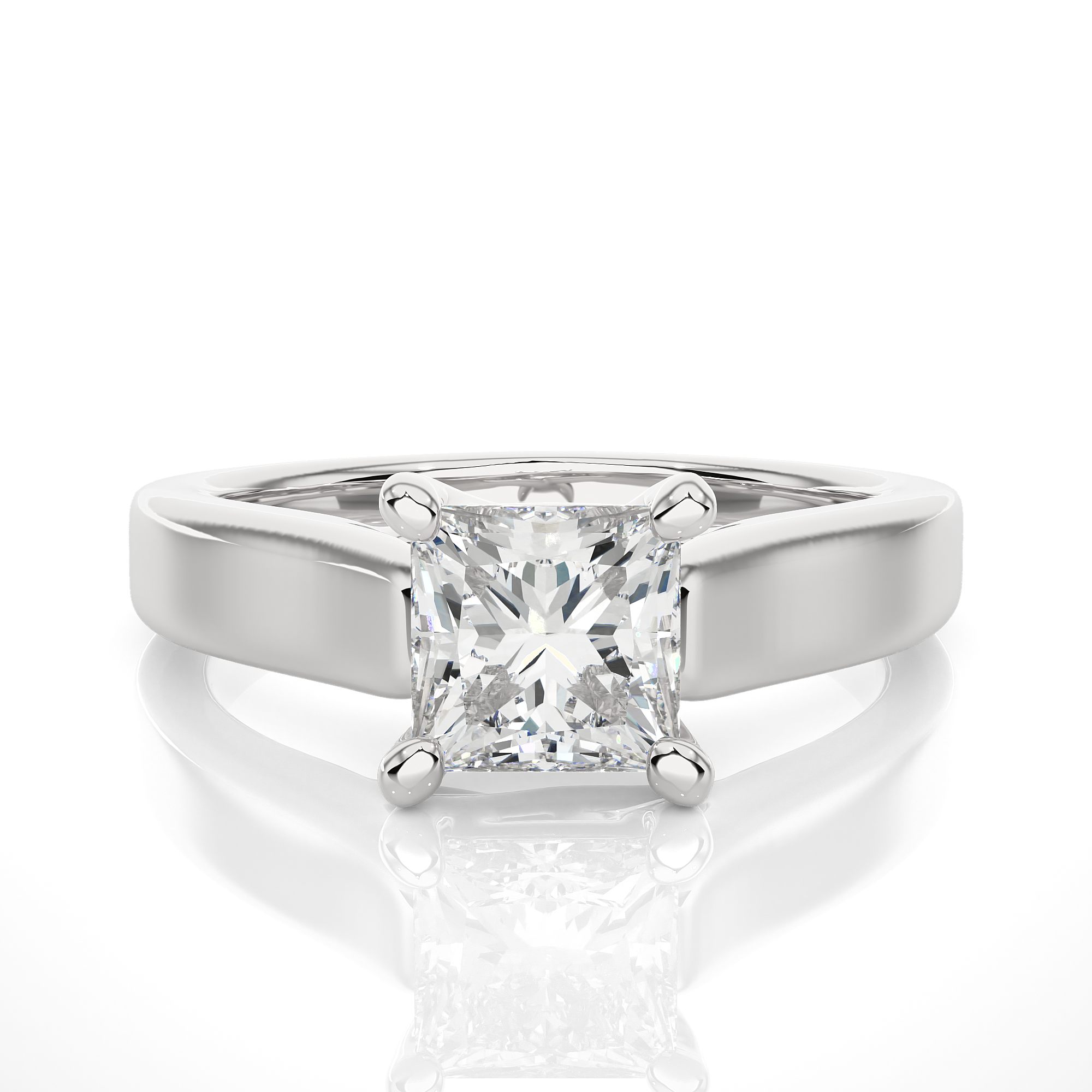 14K White Yellow Rose Gold 1.35 Princess Diamond Ring