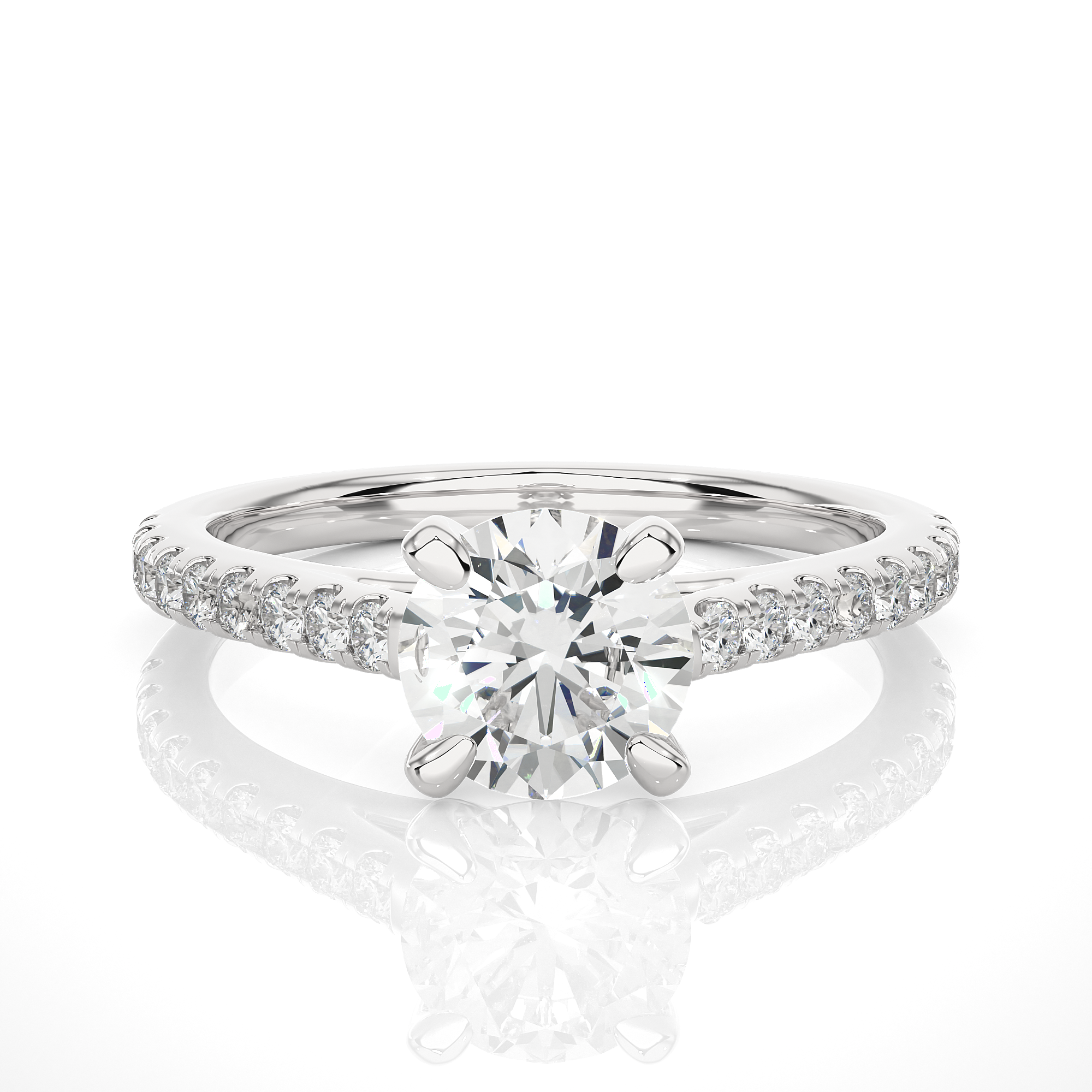 14K White Yellow Rose Gold 1.08 Carat Round Solitaire Diamond Ring