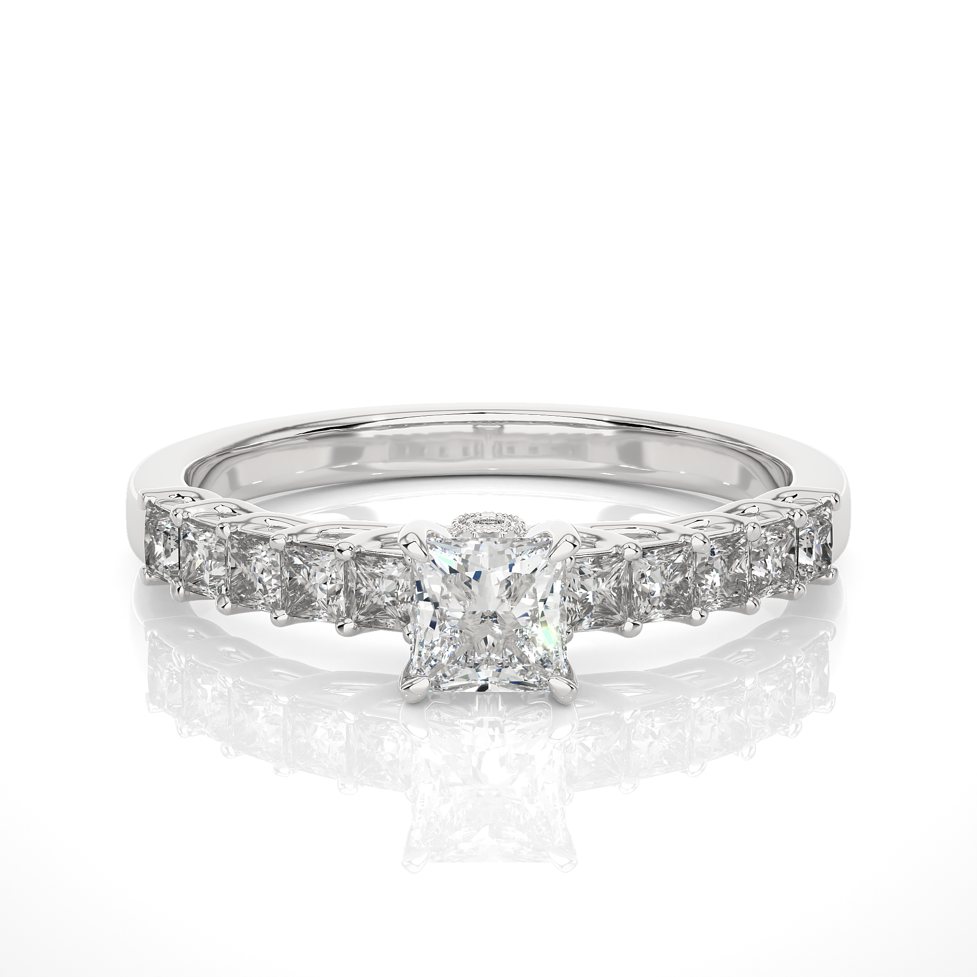 14K White Yellow Rose Gold 0.40 Carat Princess Solitaire Diamond Ring