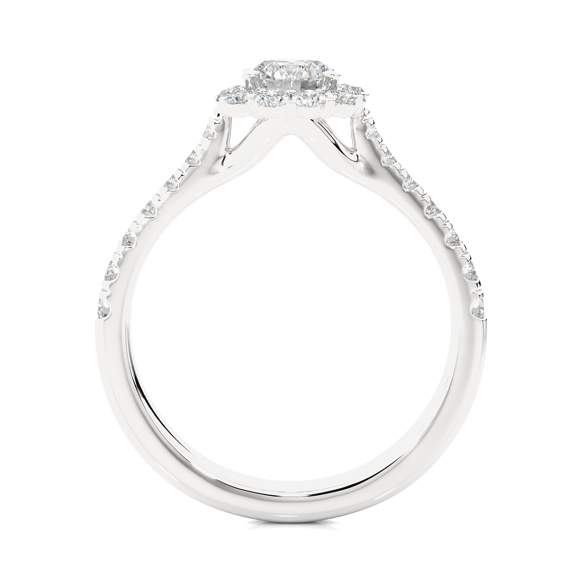14K White Yellow Rose Gold 1.10 Carat Round Halo Diamond Ring