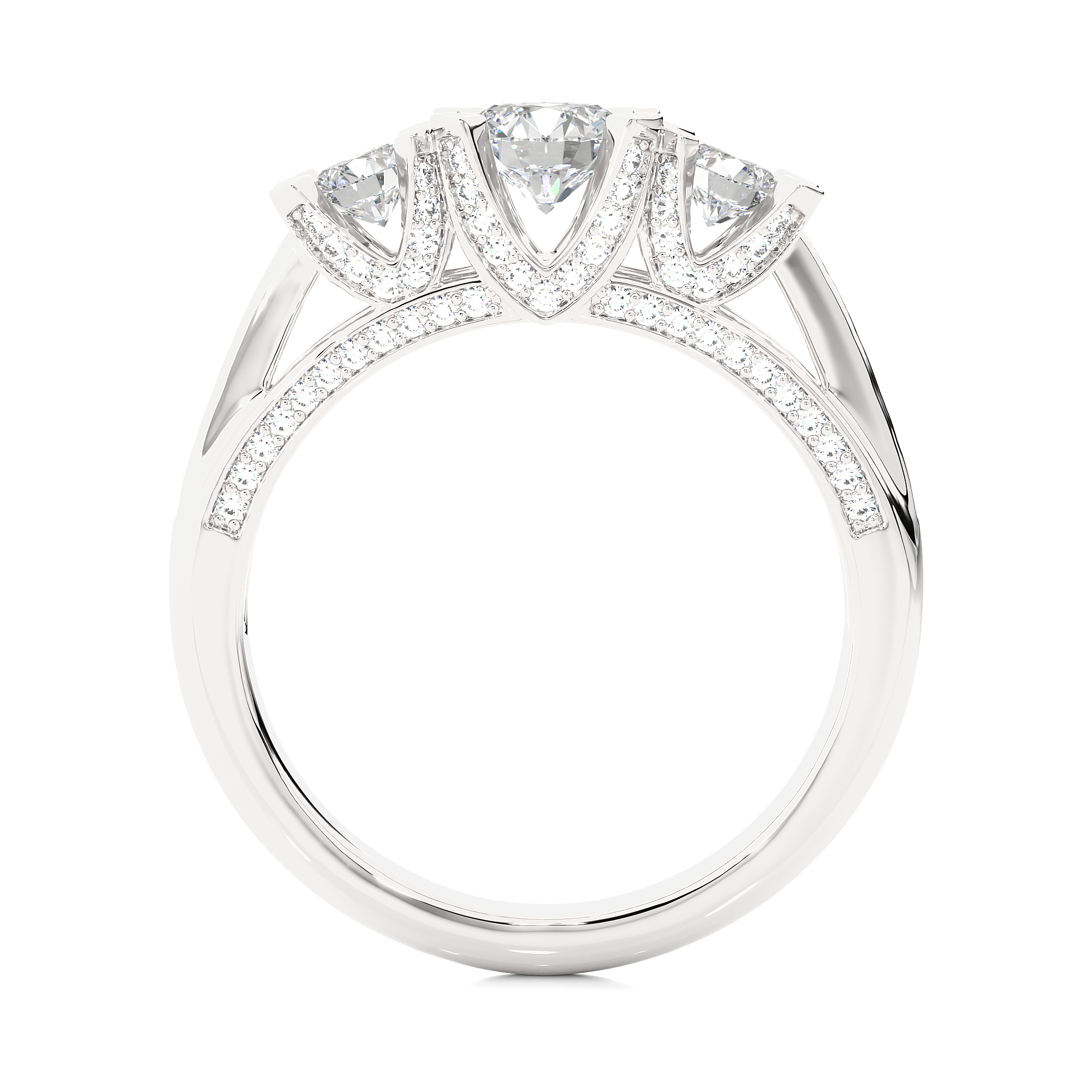 14K White Yellow Rose Gold 1.20 Carat Three Diamond Ring