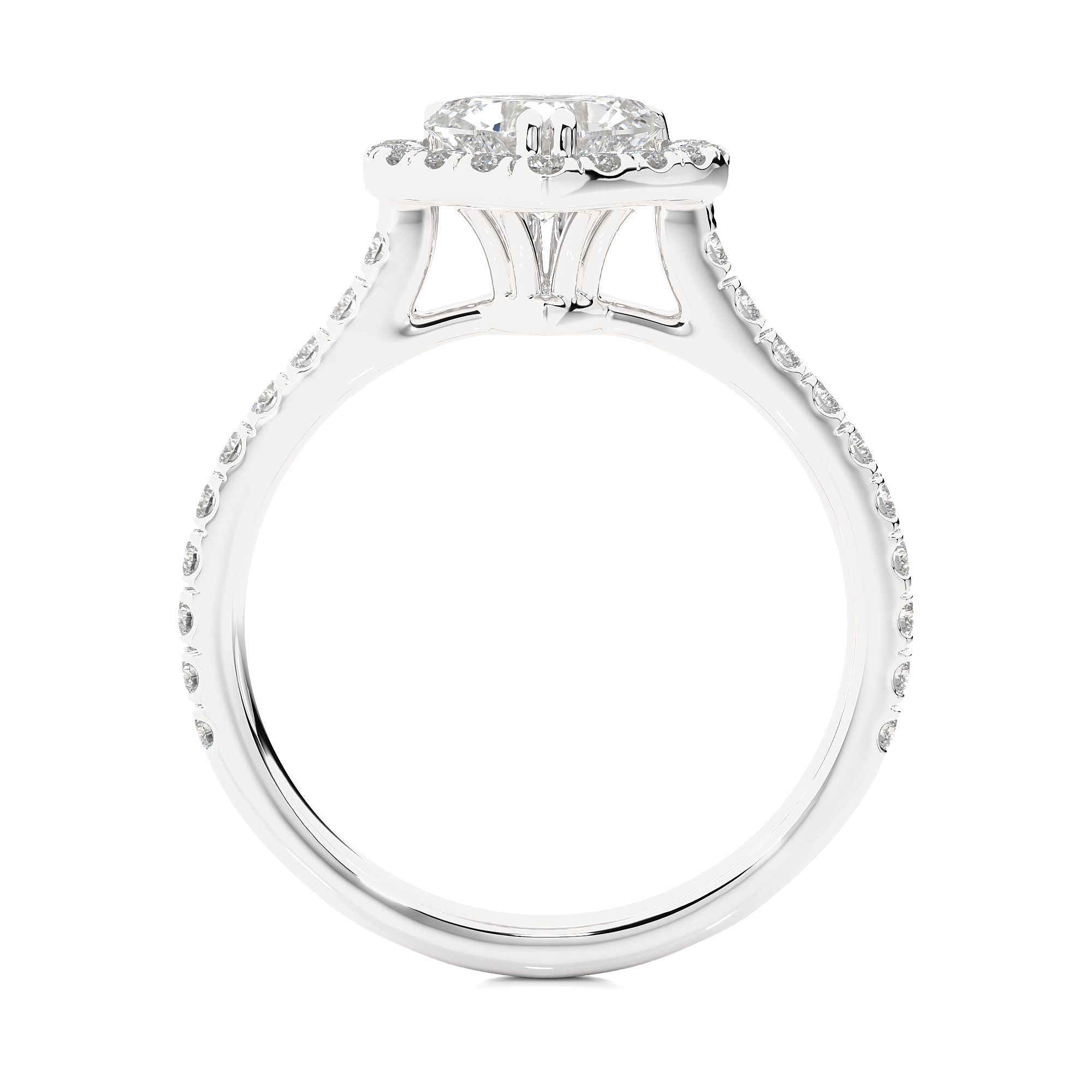14K White Yellow Rose Gold 1.33 Carat Heart Double HaloDiamond Ring