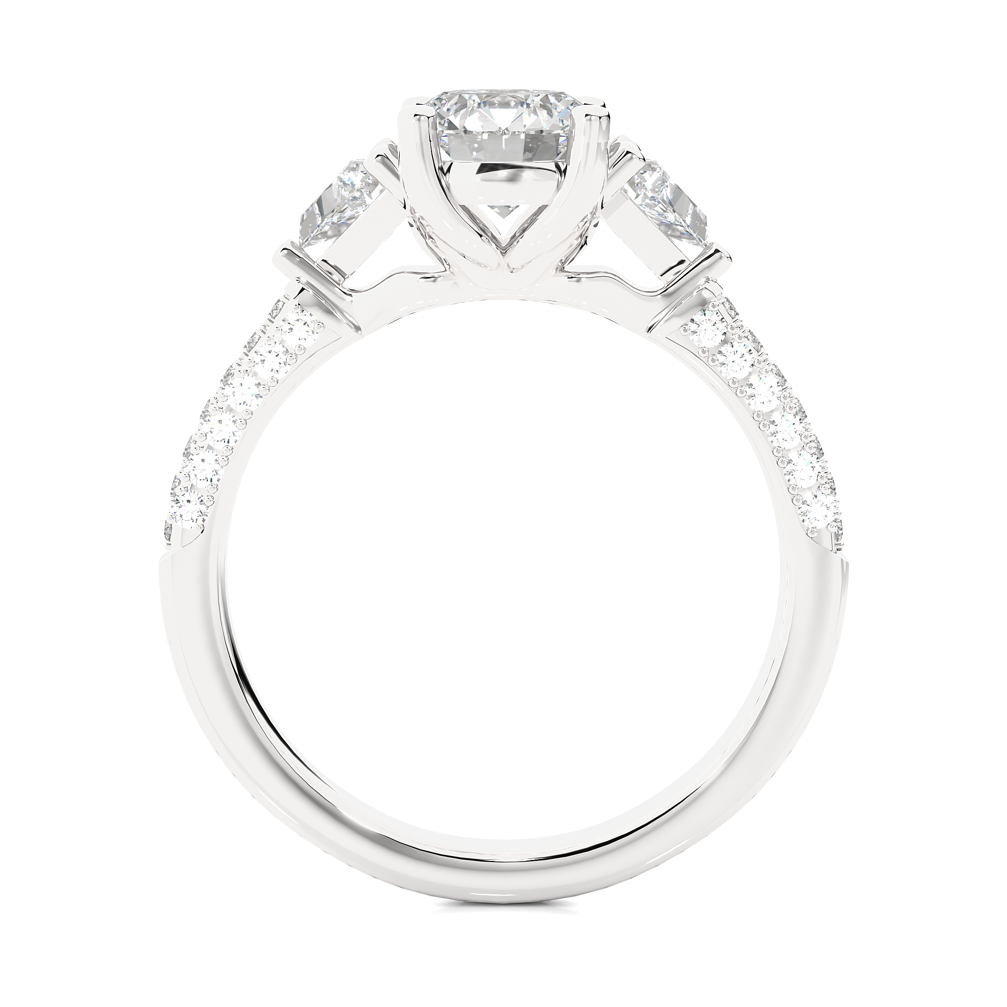 14K White Yellow Rose Gold 1.63 Carat Three Diamond Ring